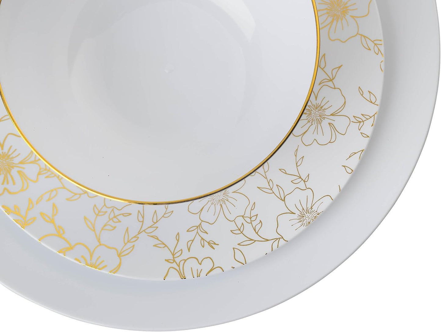 Trendables™ Premium Plastic Bowls, Disposable Food Grade Plastic Bowls - Flora Design - 40 Pack