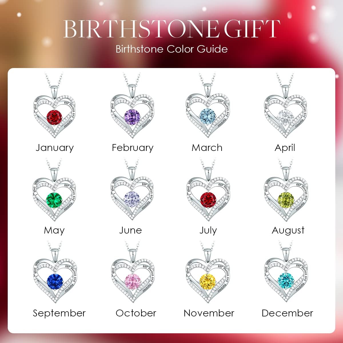 CDE Forever Love Heart Necklaces for Women, Wedding Anniversary, Birthday Mothers Day Christmas Day Gifts for Mom, Mother, Wife, friend, S925 Silver Jewelry with Birthstone Pendant