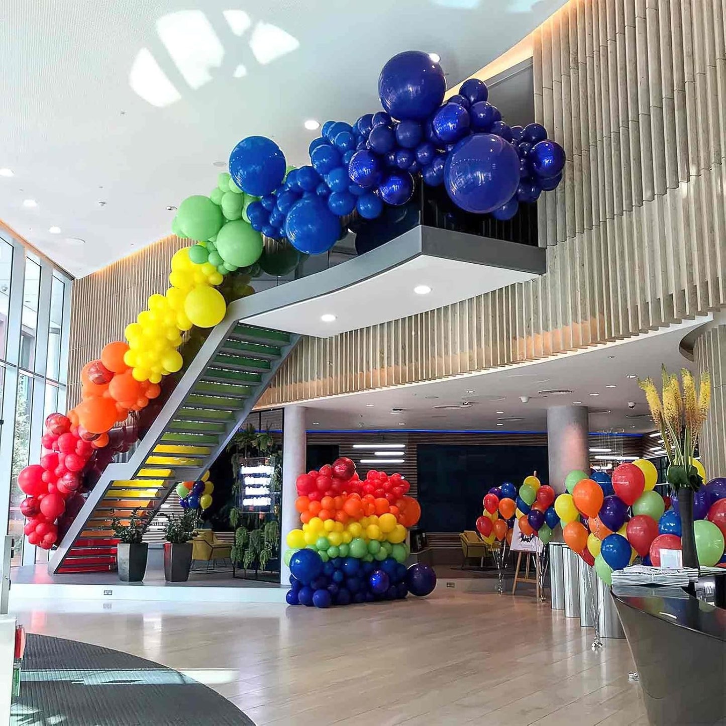 PartyWoo Assorted Colors Rainbow Balloons 50 pcs 12 Inch Multicolor Colorful Latex Helium Primary Color Balloon for Graduation Baby Shower Gender Reveal Rainbow Theme Birthday Party Decorations