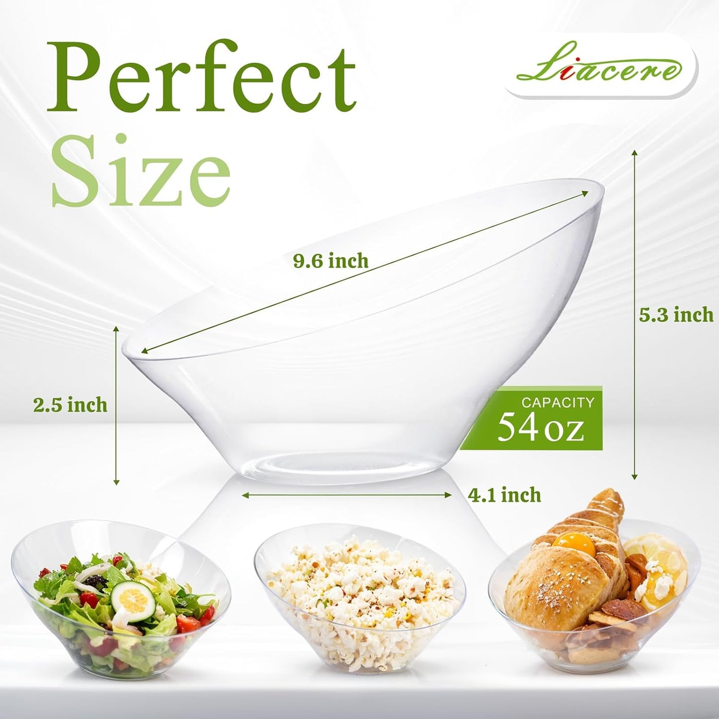 Liacere 54 OZ Clear Plastic Serving Bowls - 16PCS Angled Serving Bowls - Disposable Bowl for Candy Chip - Party Table Salad and Fruit,Can be used weddings,gatherings& Halloween