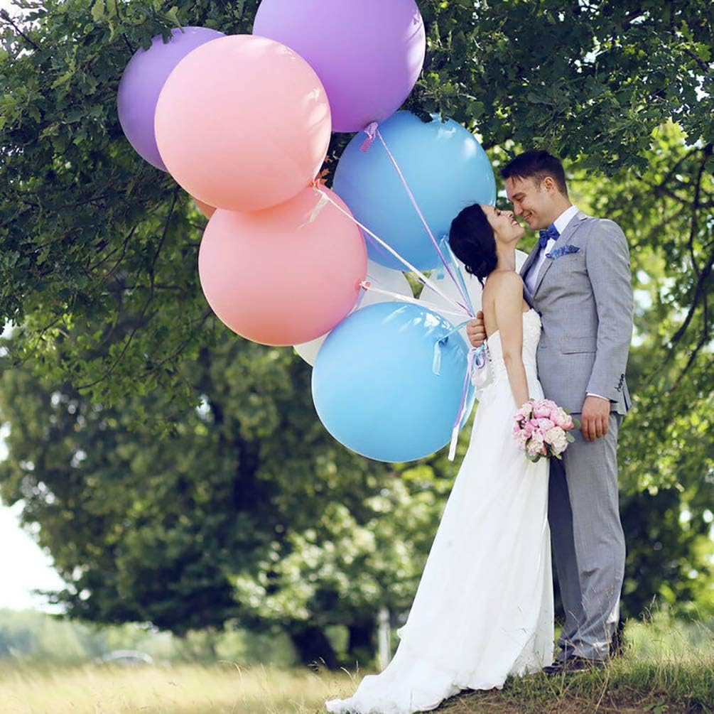 24 Inch Latex Round Balloons 10 Pack Macaron Purple Thick Big Balloons for Photo Shoot Wedding Baby Shower Birthday Party Decorations by IN-JOOYAA