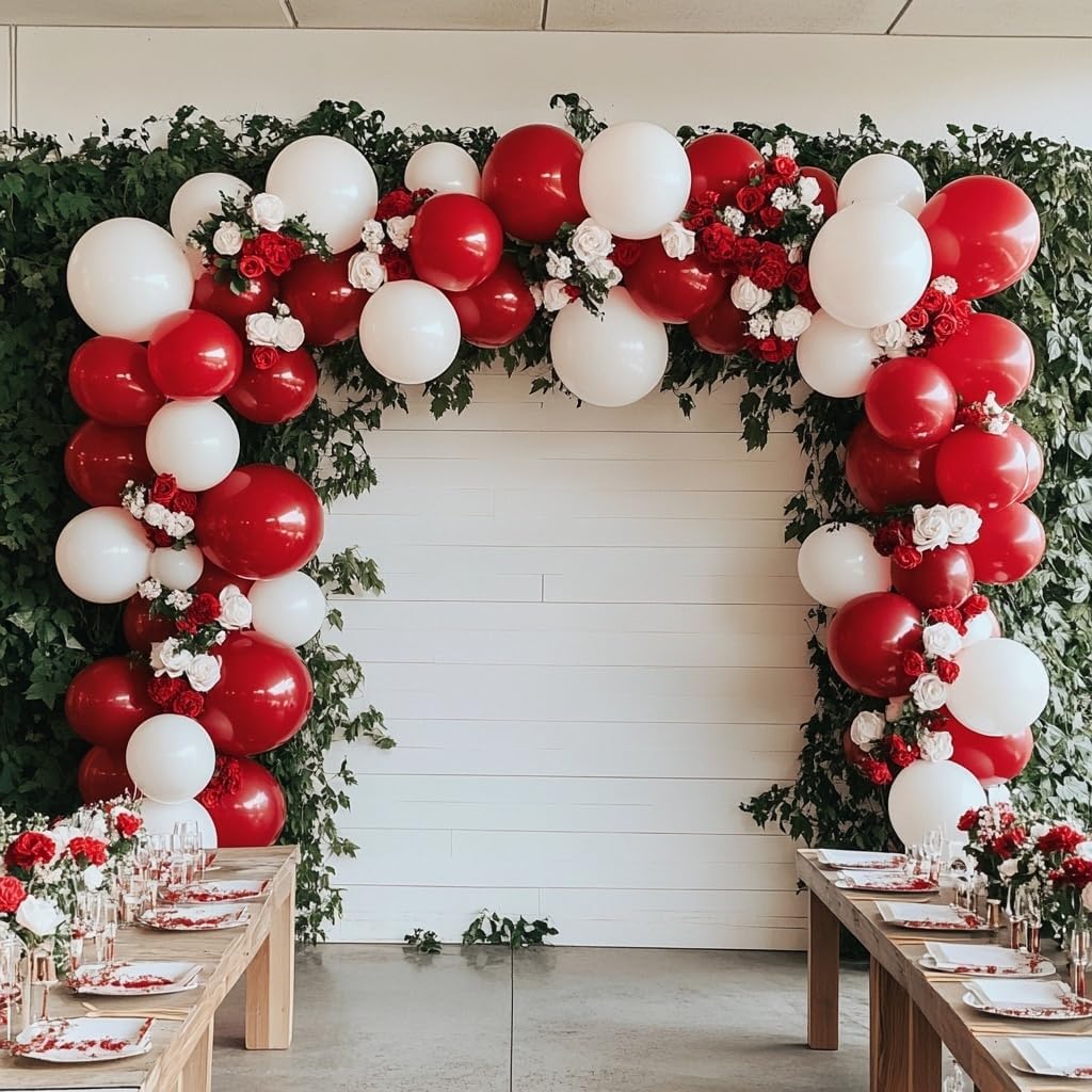 Red Balloon Arch Kit, 125 Pcs Red Balloons Different Sizes 18 Inch 12 Inch 10 Inch 5 Inch Balloons for Balloon Arch Garland Birthday Baby Shower Wedding Graduation Christmas Party Decoration
