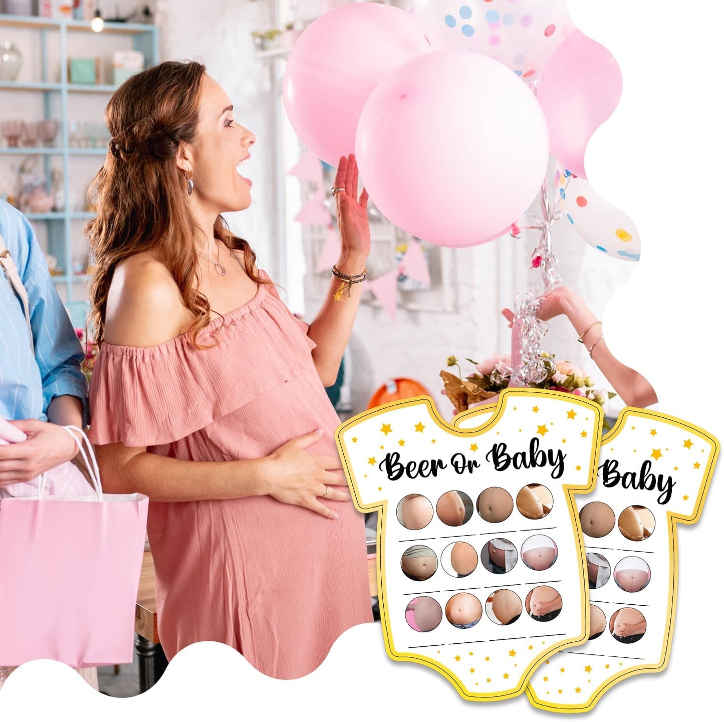 Baby Shower Games, Beer or Baby Game Cards, Fun Baby Shower Party Games Supplies & Activities, Gender Reveal Games For Guests, Baby Shower Ideas, Set of 30 Cards
