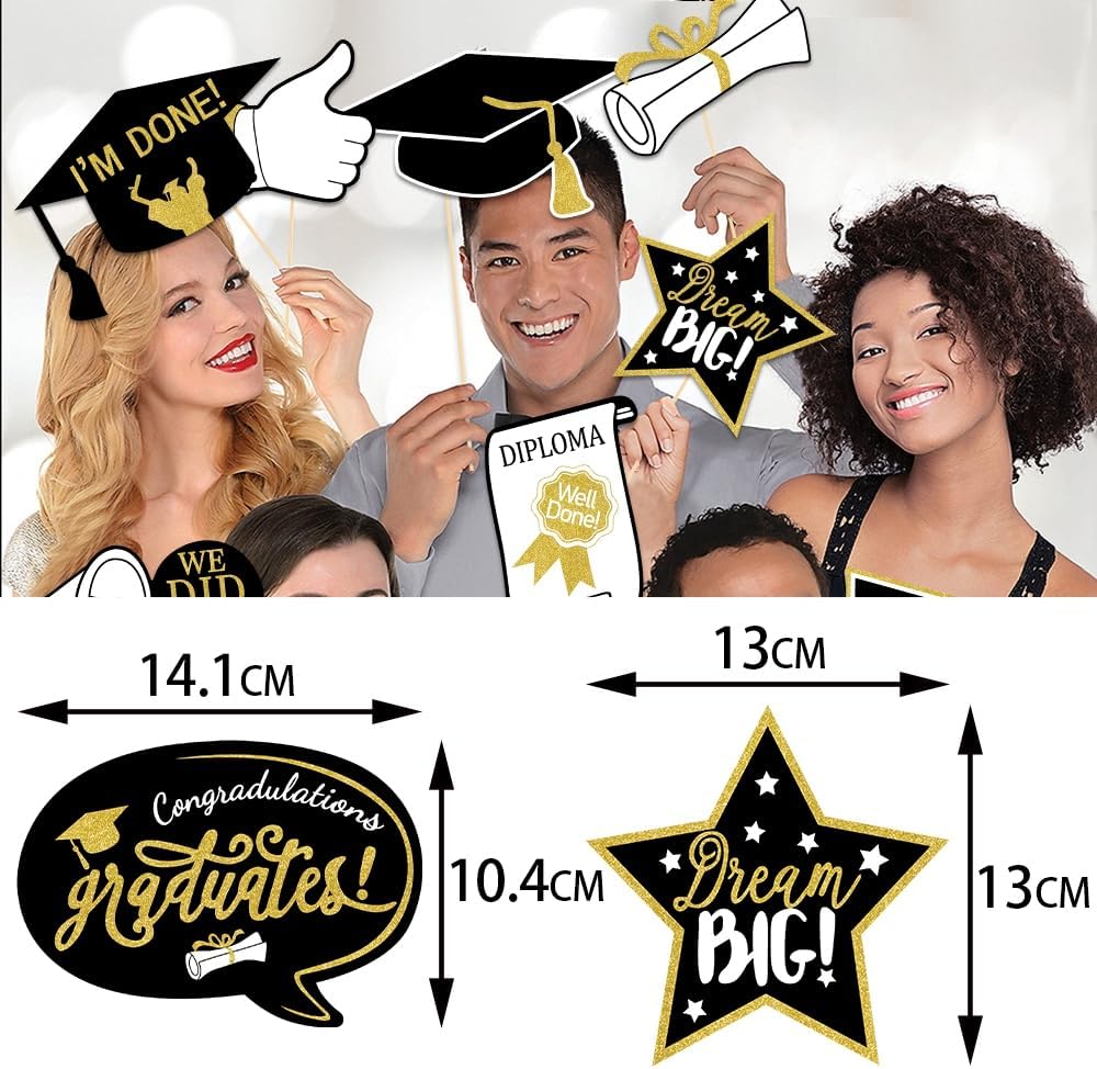 Grad Party Graduations 2025, Kaluofan 25PCS Graduation Photo Props, 2025 Graduation Decorations Photo Booth Props, Funny Grad Party Photo Selfie Decoration 2025 for High School University