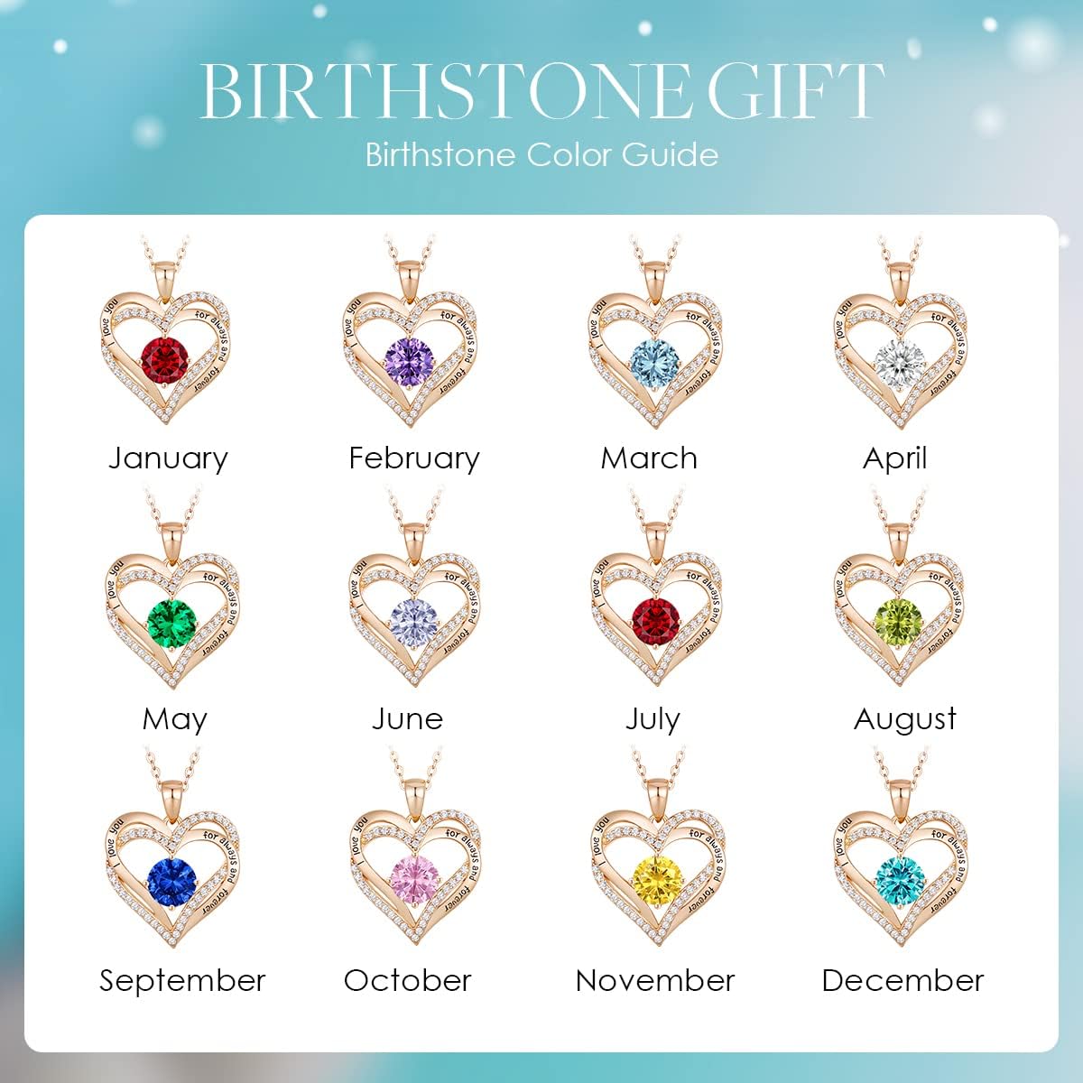 CDE Forever Love Heart Necklaces for Women, Wedding Anniversary, Birthday Mothers Day Christmas Day Gifts for Mom, Mother, Wife, friend, S925 Silver Jewelry with Birthstone Pendant