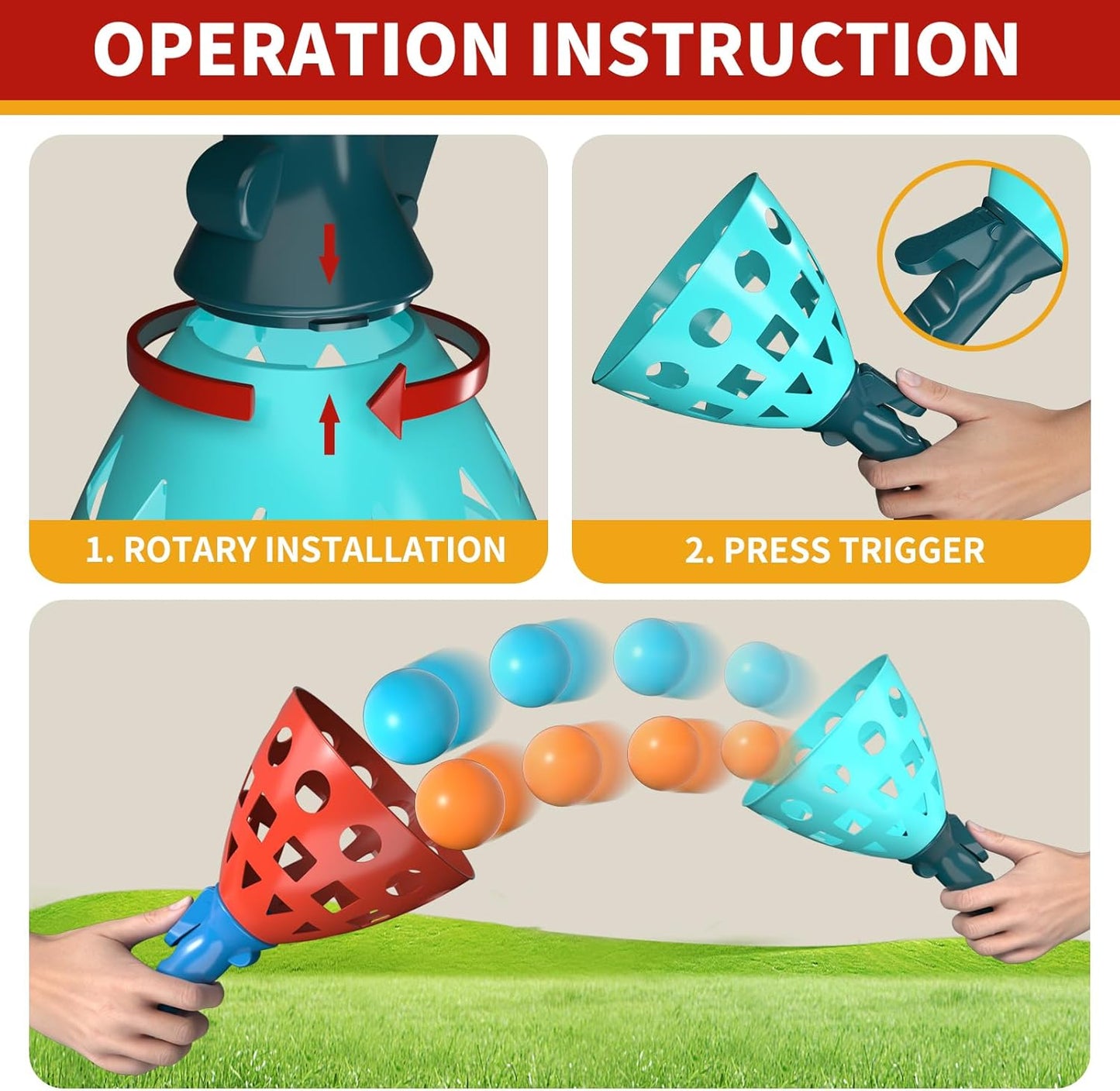 Bennol Outdoor Game Toys for Kids Boys with 20 Balls, Pop Pass Catch Ball Game Outside Toys Gifts for 3 4 5 6 7 8+ Year Old Teens, Outside Outdoor Play Gifts for Kids Boys Ages 3-5 4-8