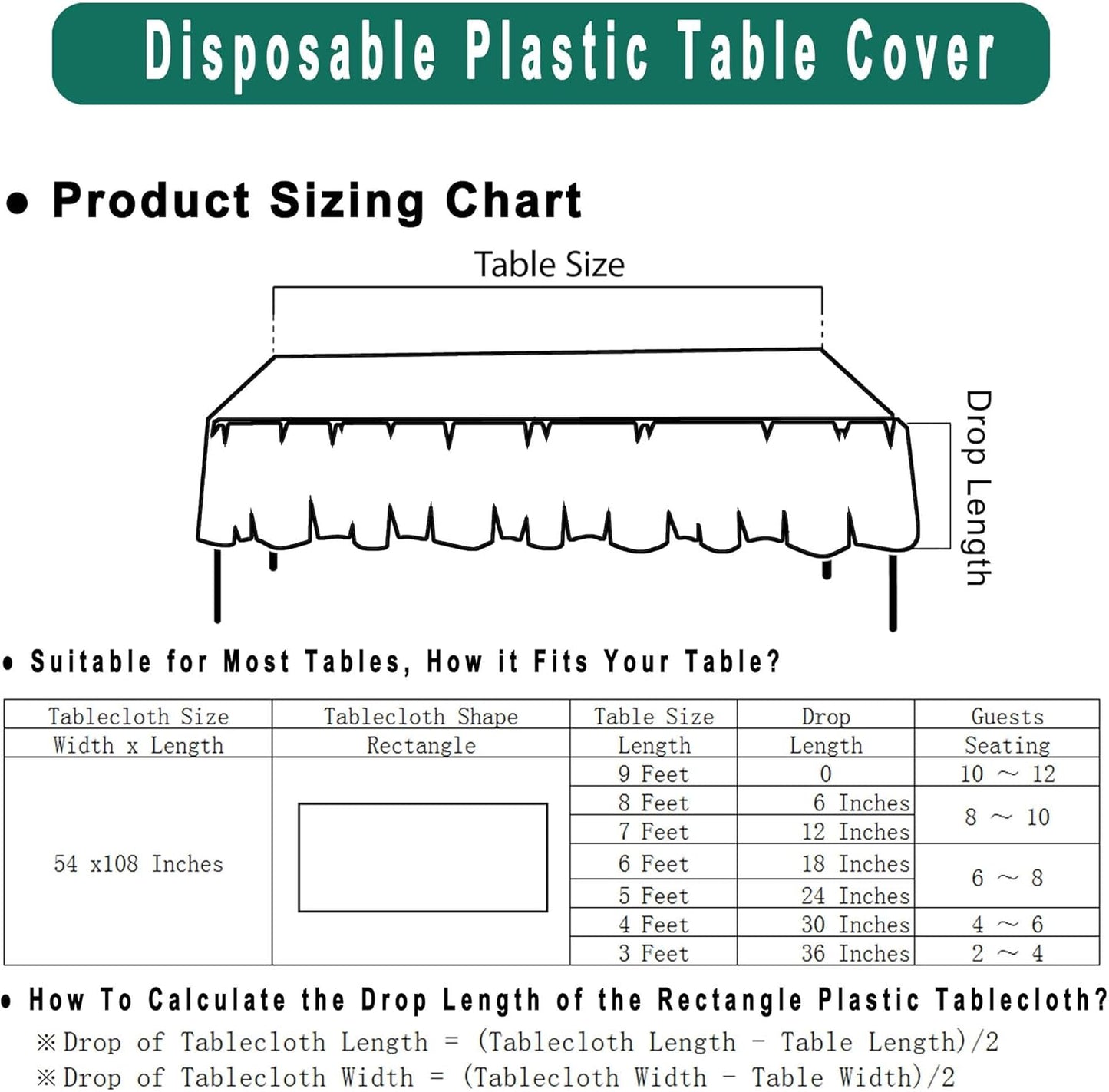 PARTY ULYJA Pink Plastic Tablecloths 2 Pack Disposable Table Covers 54 x 108 Inch PEVA Vinyl Bridal Shower BBQ Picnic Birthday Wedding Banquet Parties 8 ft Rectangle Use