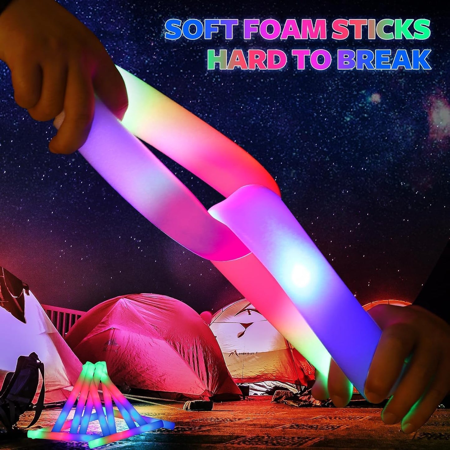 220 PCS LED Foam Glow Sticks Bulk, Glow in the Dark Party Supplies with 3 Modes Colorful Flashing, Neon Party Favors for Birthday, Wedding, Carnival, Concert, New Year