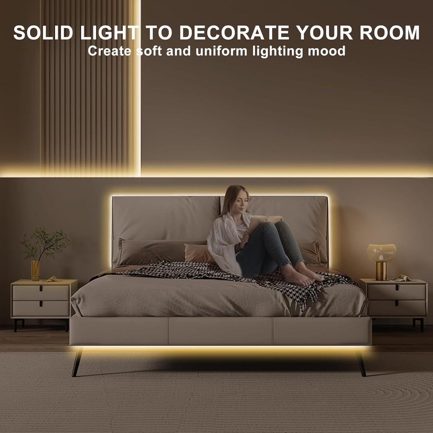 16.4ft COB Led Strip Light with Remote, 2700K Dimmable Bright Warm White Led COB Strip Light, White Led Strip Light for Mirror, Stair, Cabinet, Room