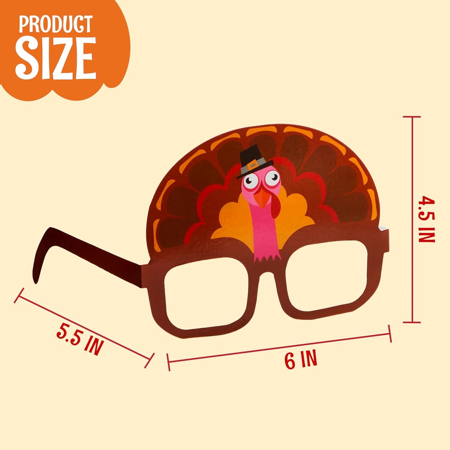 JOYIN Thanksgiving Turkey Eyeglasses, Turkey Eyewear Photo Props for Kids Party and Accessories (One Size Fits All)