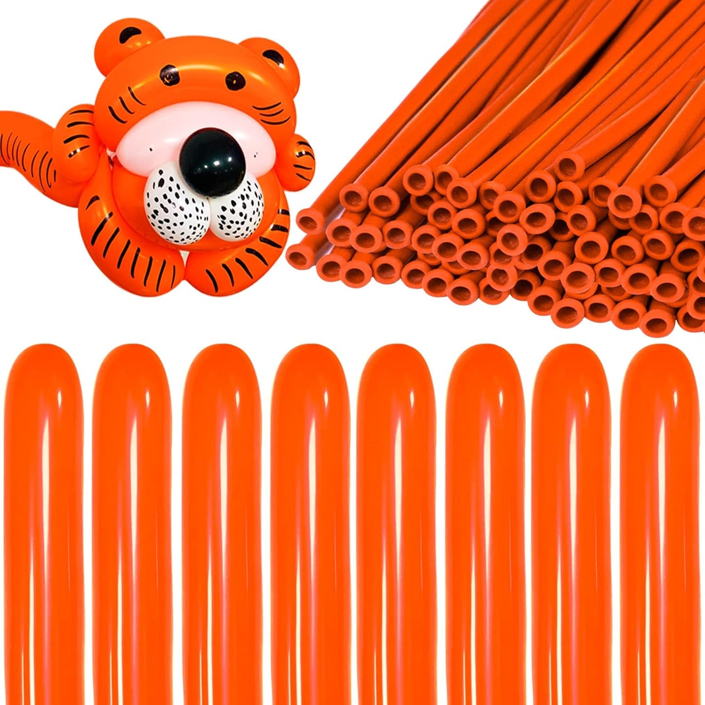 KAWKALSH 260 Orange Long Balloons for Balloon Garland Thickening Skinny Latex Twisting Animals Modeling Christmas Birthday Wedding Party Festival Decorations 100pcs