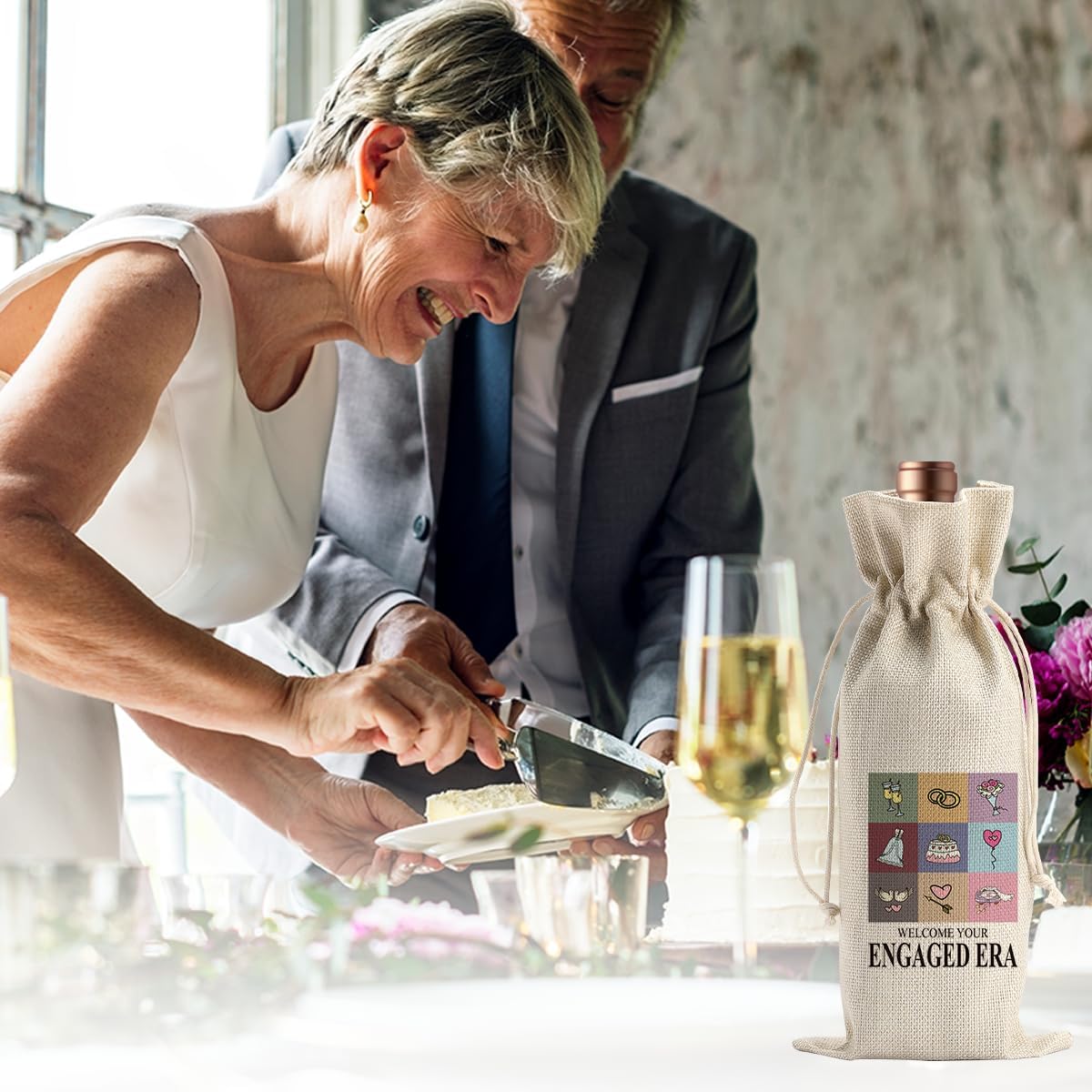 Engagement Wine Gift Bag Wedding Engaged Gifts for Newlyweds Couple Women Men Bridal Shower Gifts for Bride and Groom Pairs Well with Wedding Planning Welcome Your Engaged Era Wine Bags