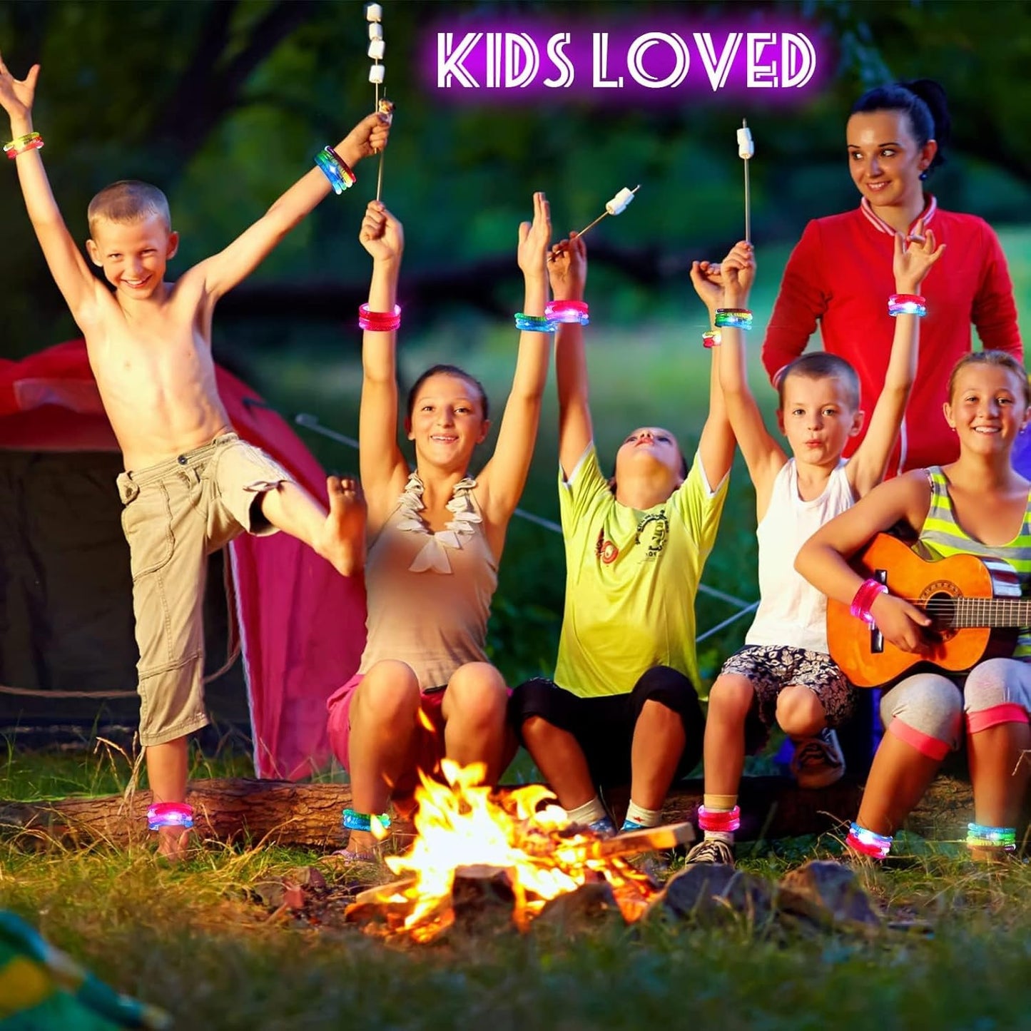 24Pcs Glow in the Dark Party Supplies for Kids/Adults, Flashing Light up Toys LED Bracelets Christmas Glow Sticks, Mardi Gras Party Favors Carnival Birthday Concert Gifts Accessory