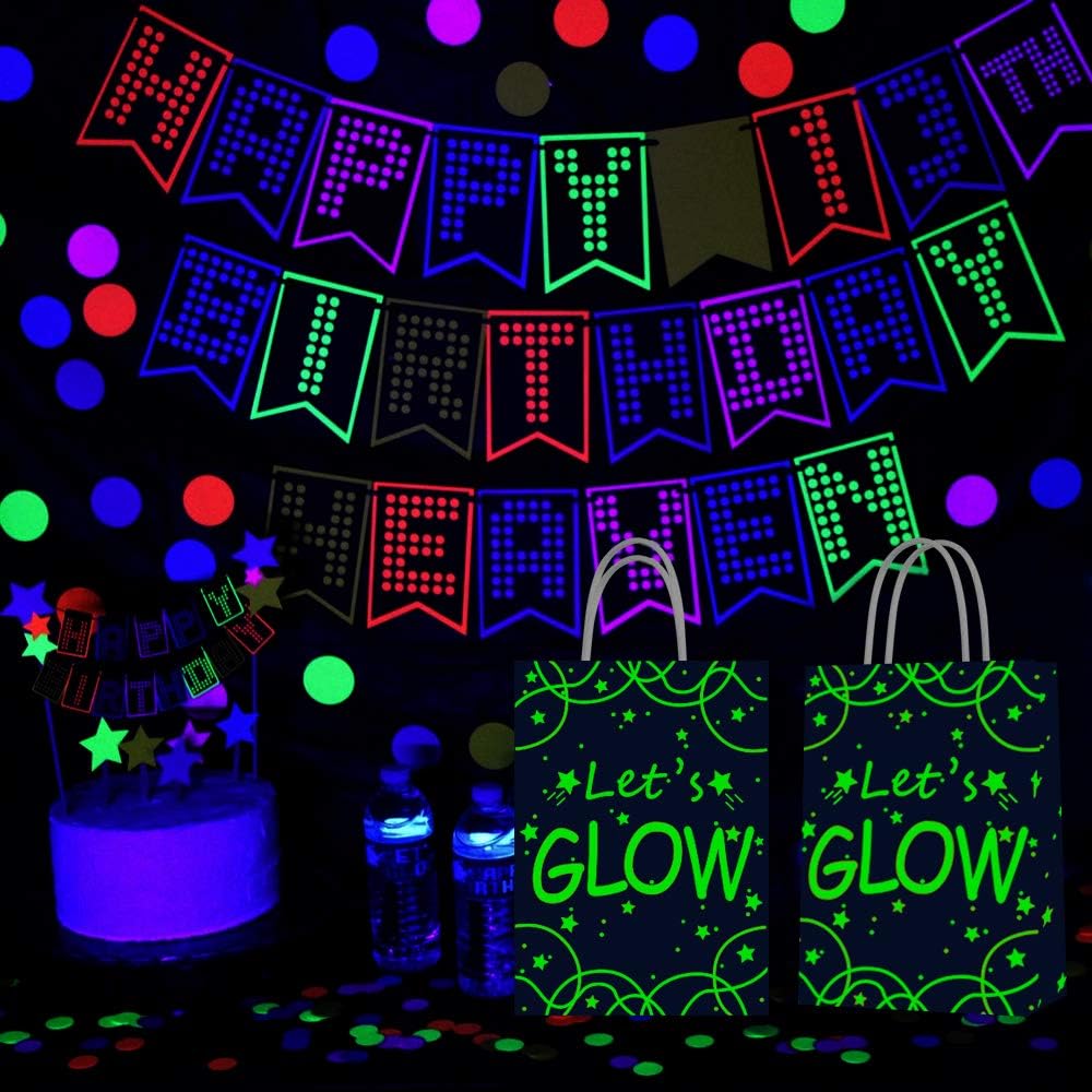 Glow in the Dark Gift Bags, Creative Unique Party Favor Bags Treat Bags for Birthday Party Supplies(12pcs)