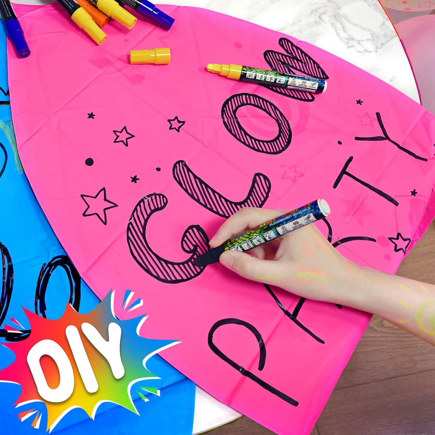 Mega-L Glow in the Dark Party Supplies,4 pcs 32 inch Round Neon Balloons for Glow Party Arches/Garlands,Glow Under Black Lights,Used for Neon Party Decorations,80s Party,Birthday,Halloween Decorations