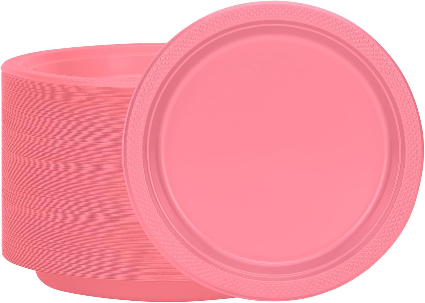 Round Plastic Dinner Plate - 7" | Pink | Pack of 50