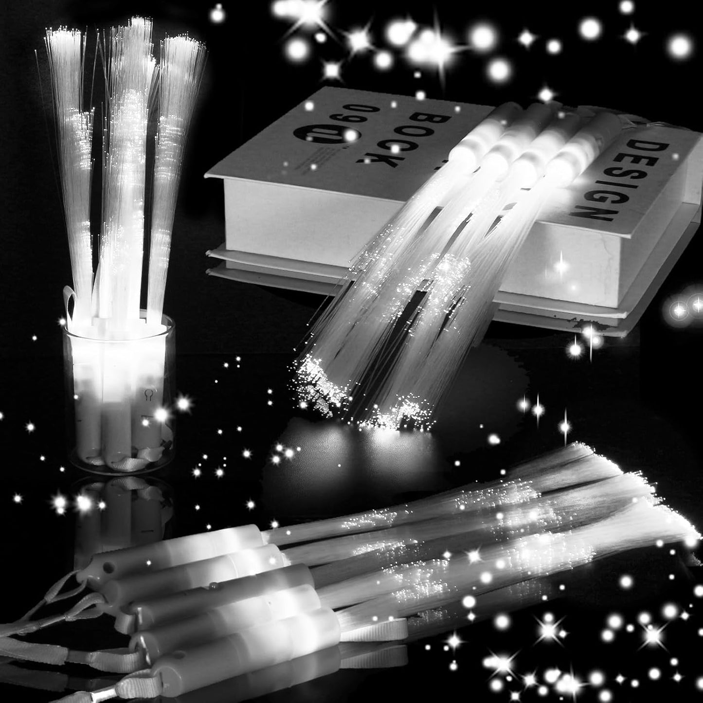 18 PCS White LED Fiber Optic Wands Glow Sticks, Light Up Wands, Fiber Optic Lights Rod, Flashing Wands with 3 Light Modes for Wedding,Halloween,Christmas, Neon Party Favors Supplies