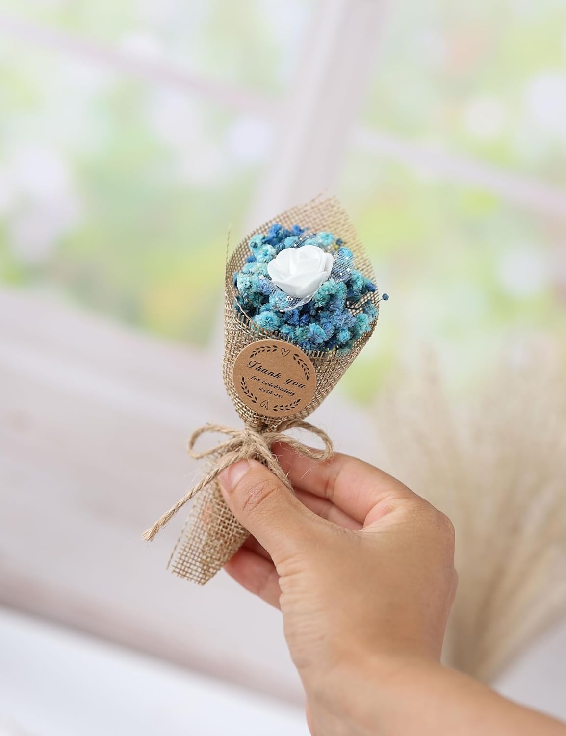 20-Piece set Mini Magnet Dried Flowers Bouquet for Wedding Favors for Guests, Baby Shower Party Favors, Bridal Shower Gifts, Baptism, Thank You Favor. (navy blue)