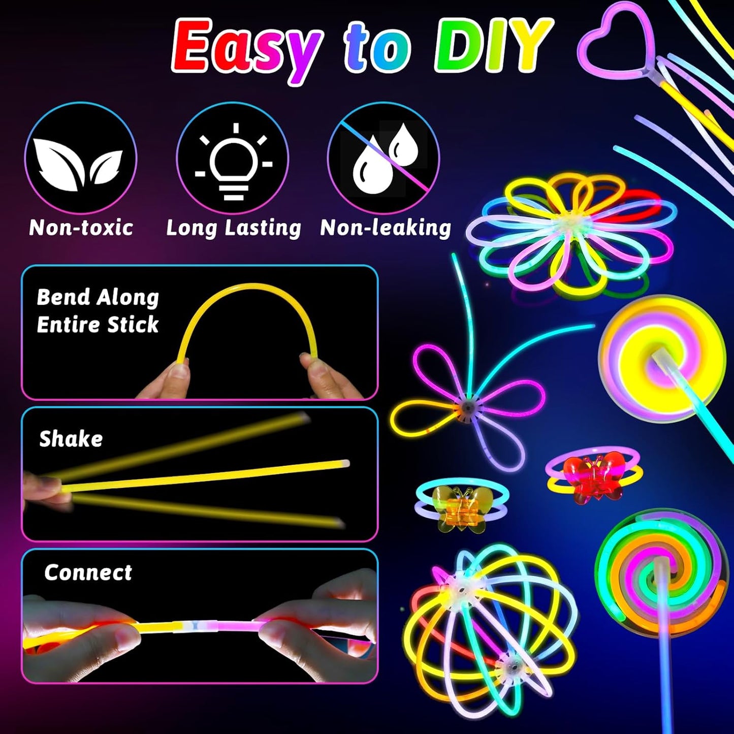 156PCS Glow in The Dark Party Supplies for Kid/Adults, Christmas LED Light Up Toys with 100 Glow Sticks Bulk Party Pack Glasses Headband Bracelet Necklaces New Year Eve Party Favors Neon Accessories