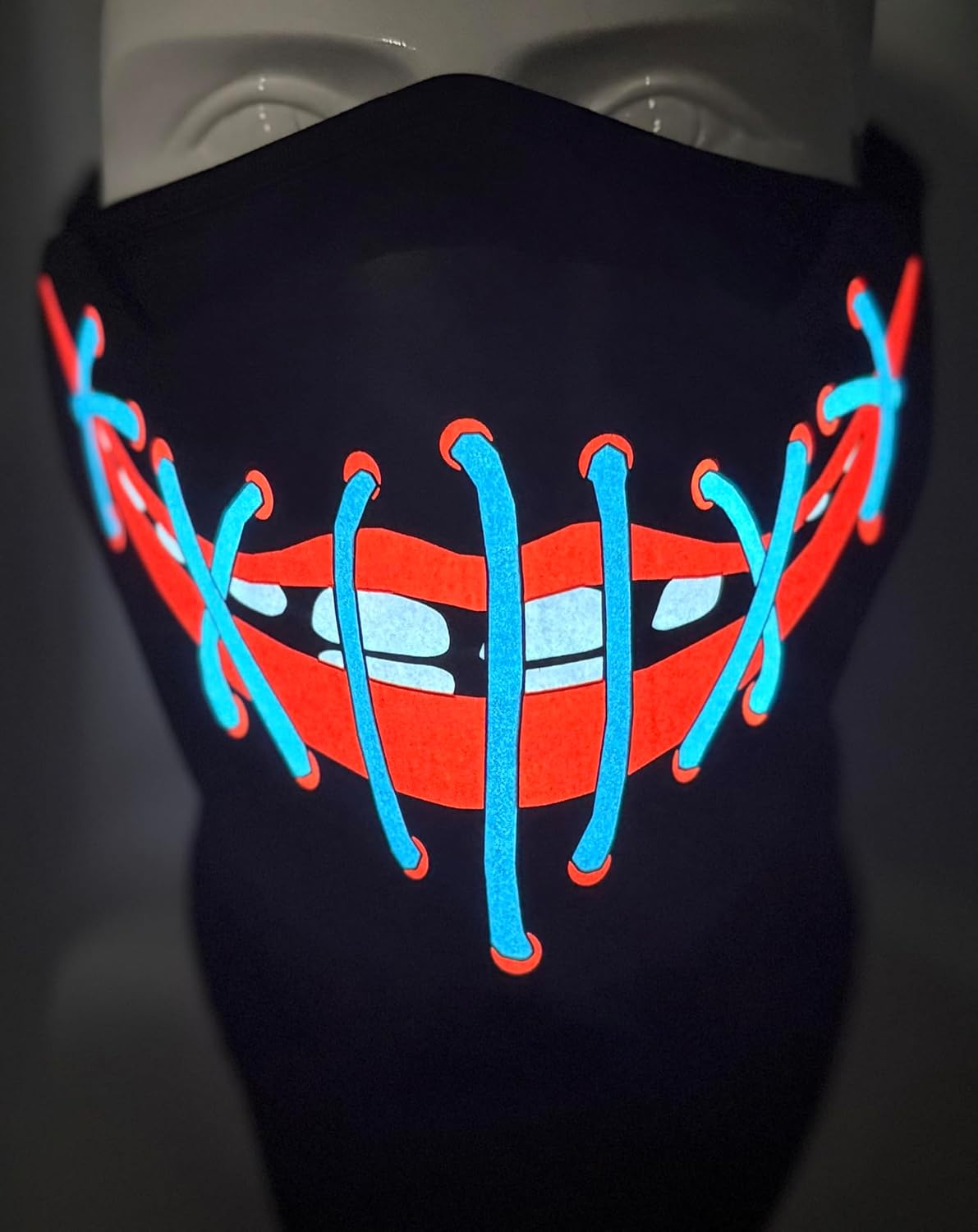 LED Halloween Mask Sound Reactive Light Up Mask Scary Masks for Costumes Cosplay,Music Party,Rave Events, EDC