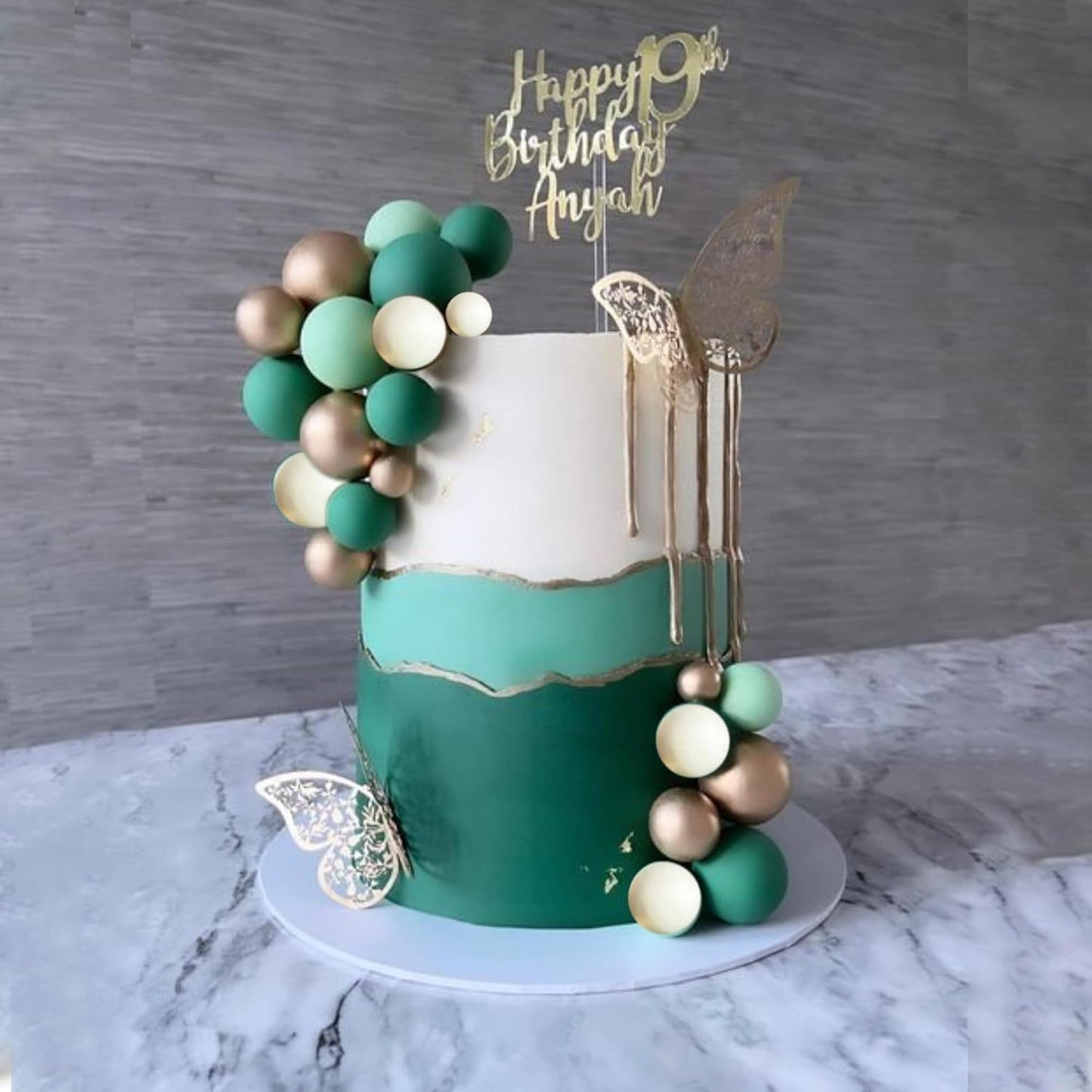 36 Pack Balls Cake Topper Decorations Foam Balloons Cake Decorations Sticks Mini Balloons Cake Toppers Balls Cake Picks for Baby Shower Wedding Anniversary Birthday Party Decorations Green White Gold