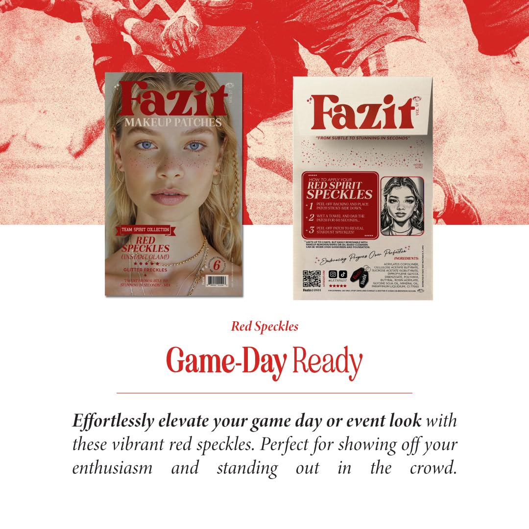 Fazit Makeup Patches - Red Speckles - Glow Up Make-Up Patches - Cute Glitter Makeup Accessories for Women - Cosmetic Glitter for Face