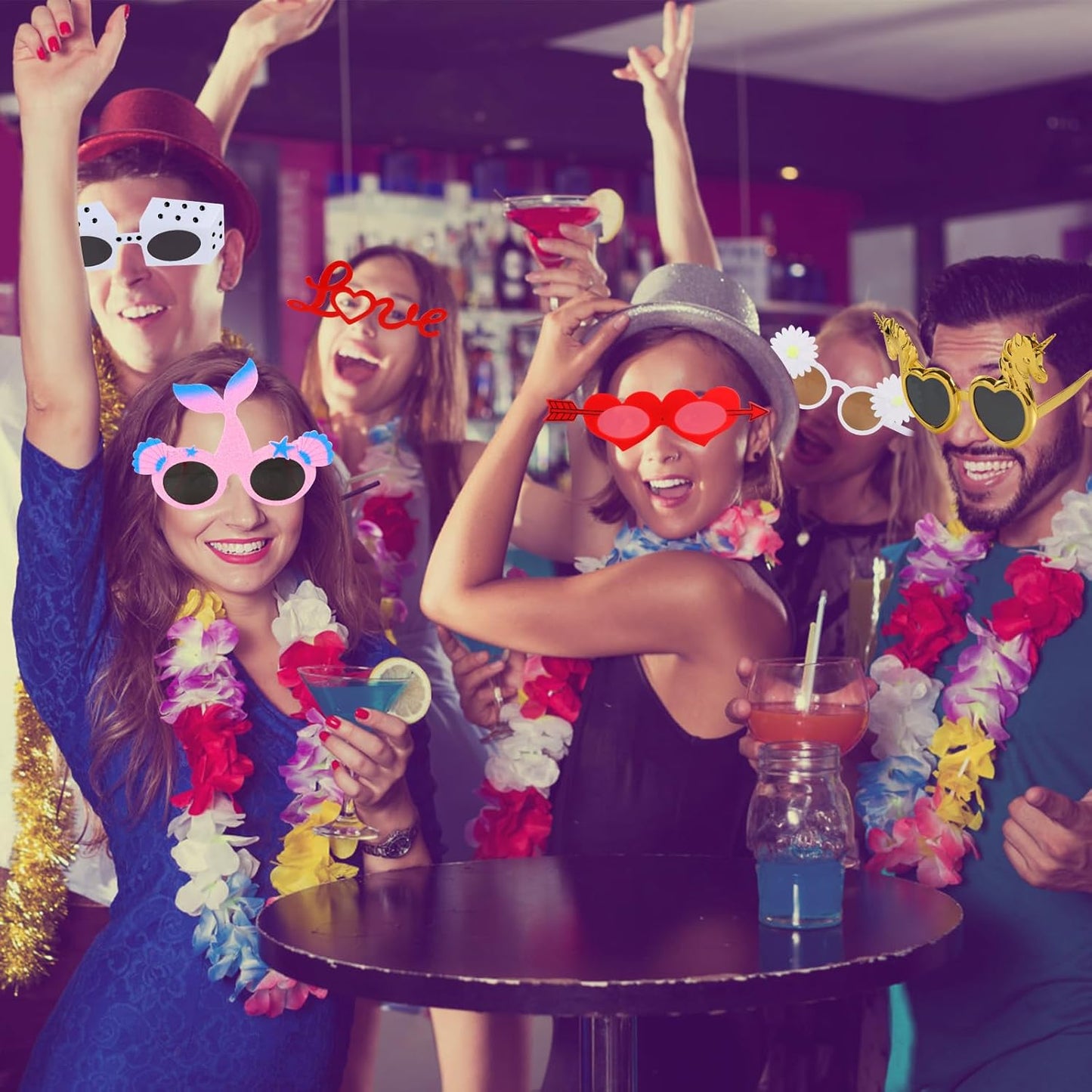 24PCS Funny Party Sunglasses, Crazy Photo Booth Props, Fun Novelty Glasses, Cool Shpaed Party Sunglasses, Cute Eyewear, Sunglasses Masks, Funny Photo Booth Props Glasses for Adults, Teens