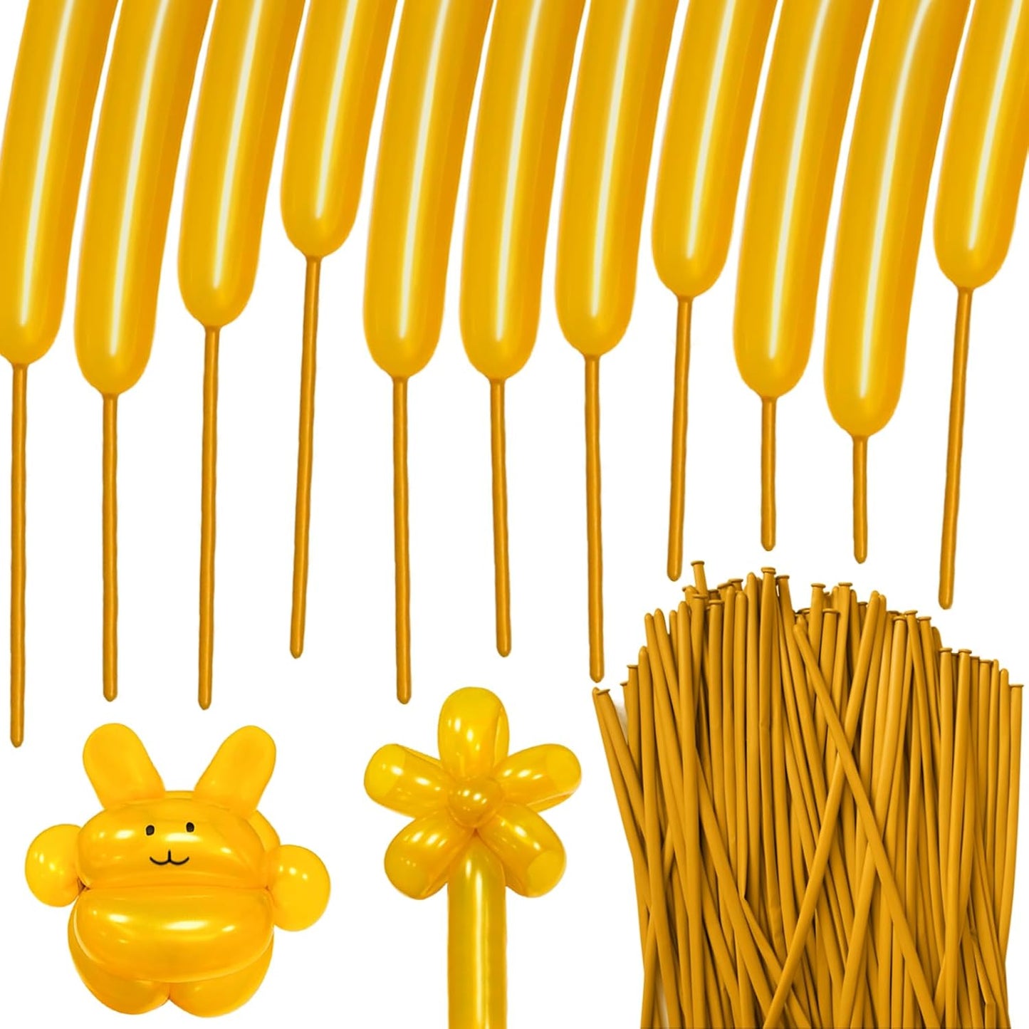 100Pcs Gold 260 Balloons, Long Balloon for Tying Balloon Arch, Long Skinny Balloons for Twisting Ballons Animal balloons Birthday Party Wedding Festival Decorations