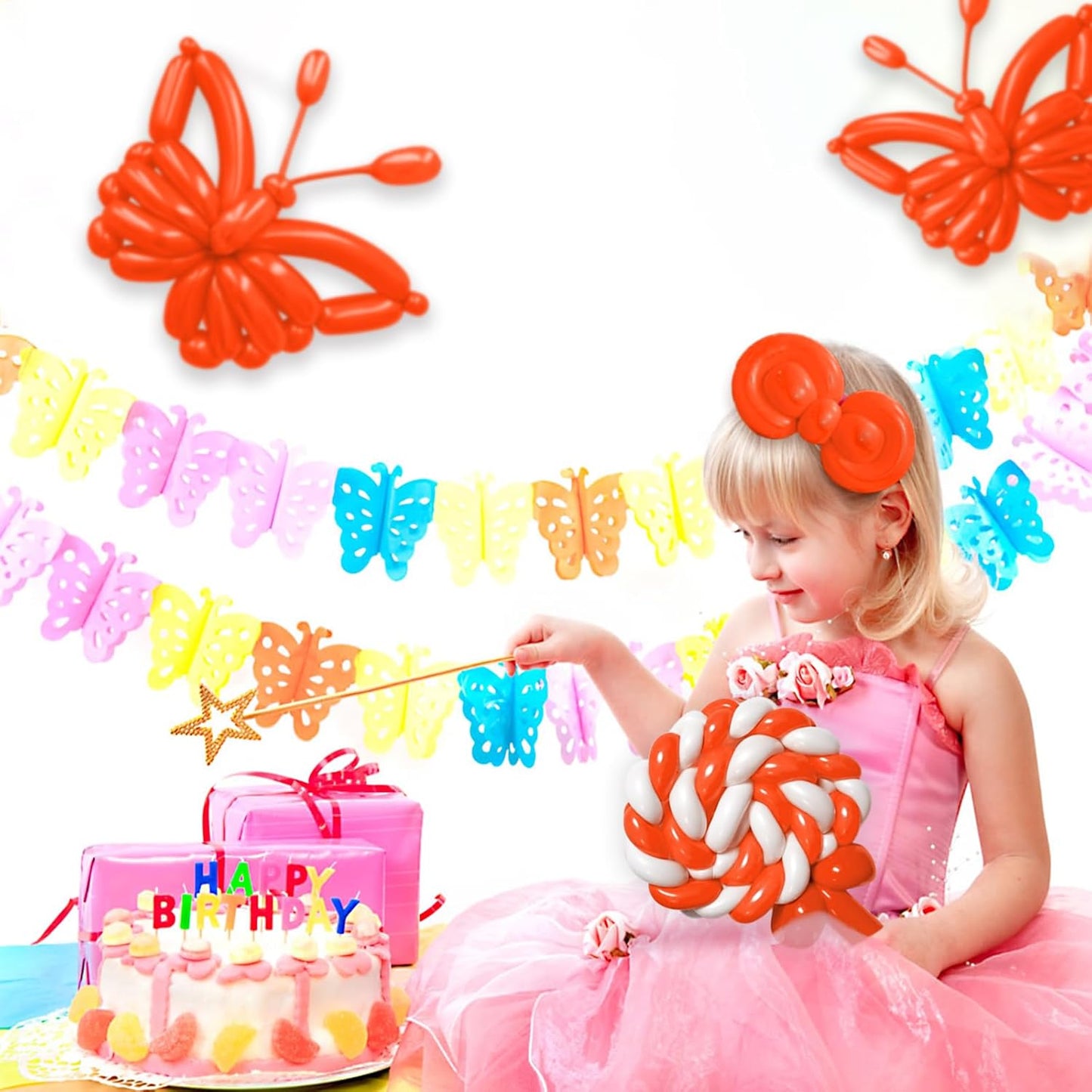 100Pcs Orange 260 Balloons, Long Balloon for Tying Balloon Arch, Long Skinny Balloons for Twisting Ballons Animal balloons Birthday Party Wedding Festival Decorations