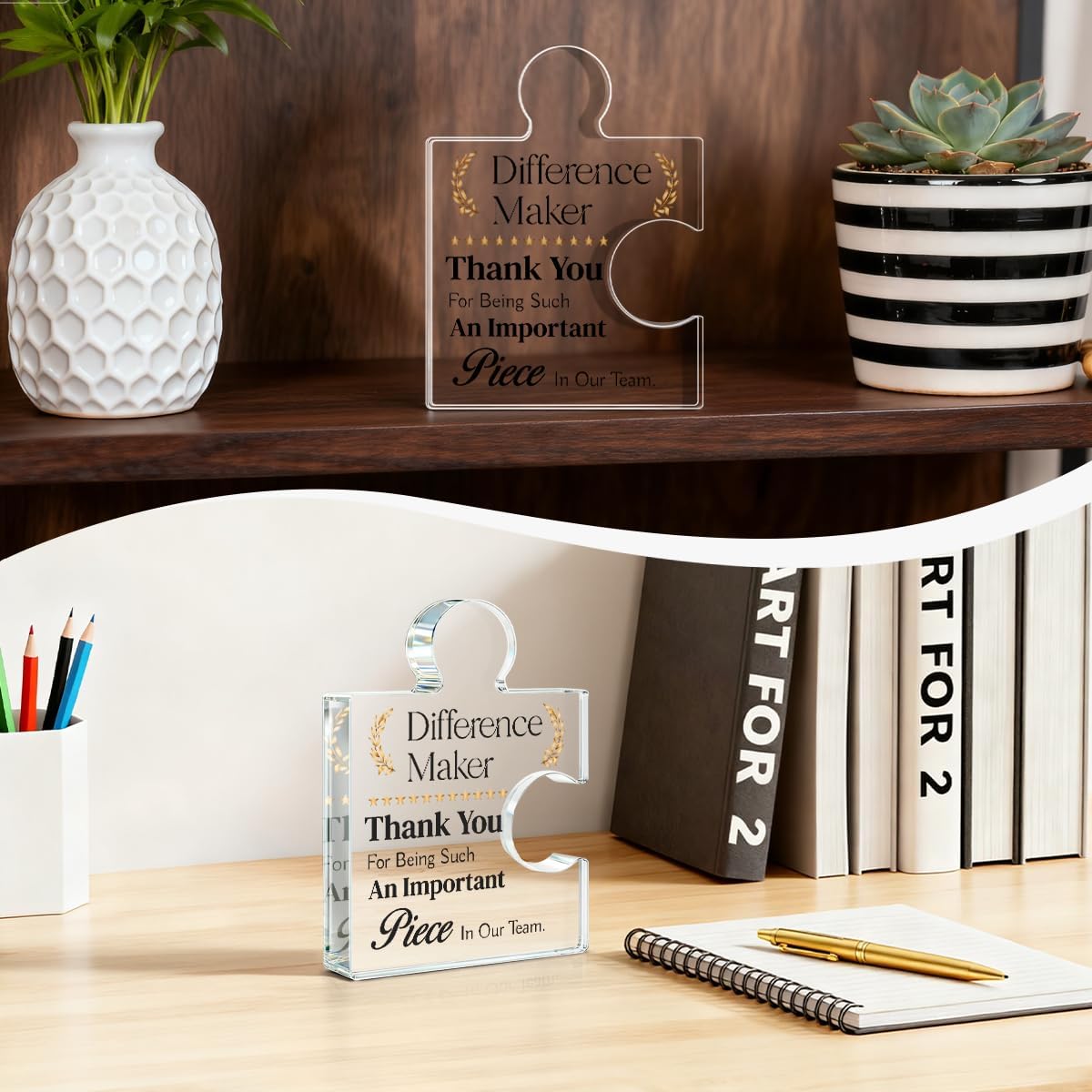 Team Gifts for Employees, Thank You Appreciation Gift for Coworkers Colleagues Employees, Best Team Ever Gifts Difference Maker Acrylic Puzzle Piece Plaque Office Decor
