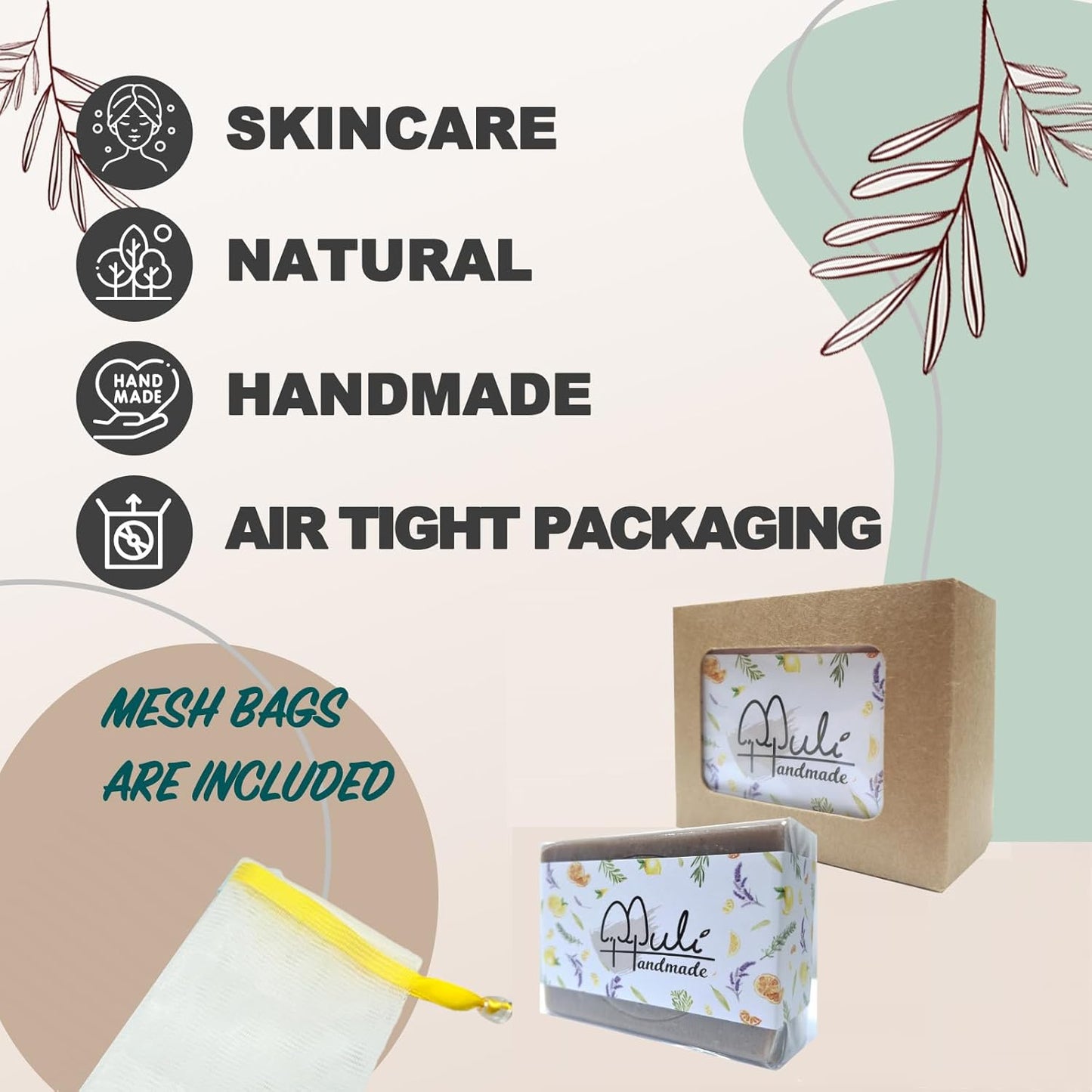 Natural Handemade Bar Soap for Men and Women with Essential oils, Scented Bar Soaps for Bath, Fragrance Regular Use Gift Set (Pack of 1) Dead Sea Mud