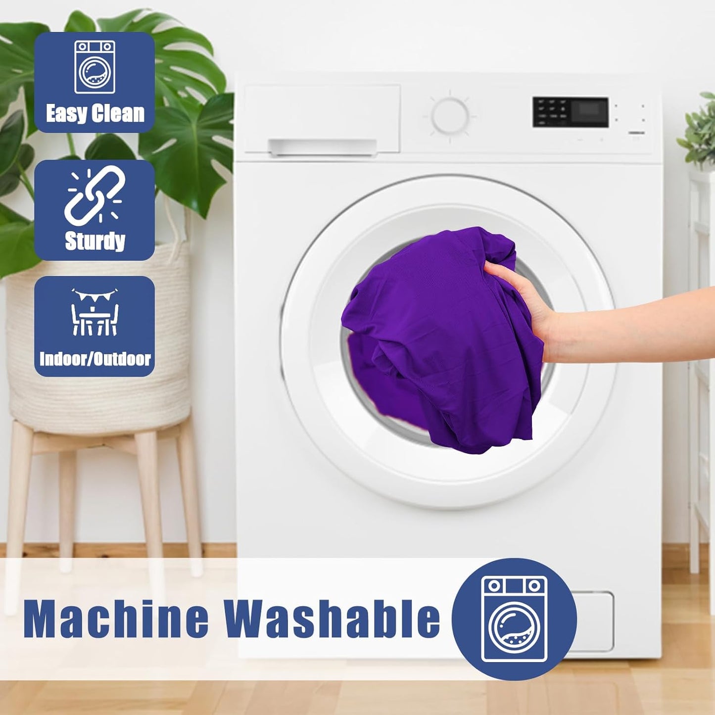 Spandex 8 Foot Rectangle Table Cloth 2 Pack, Elastic Fitted Tablecloths for Picnic, Stretch Washable Patio Table Cover for Outdoor, Camping, Banquet and Parties (Purple, 30"x96")