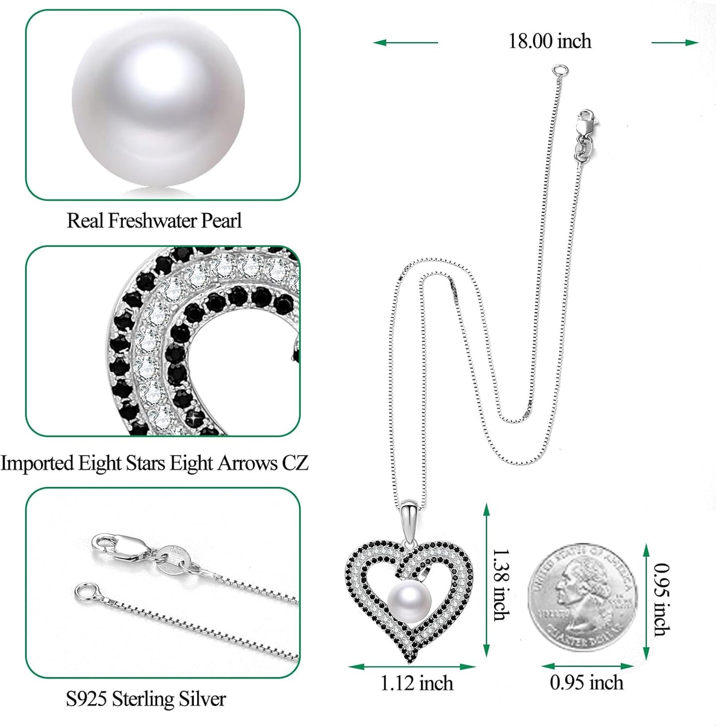 Gifts for Women Wife-Pearl Heart Pendant Necklace- Birthday for Girlfriend, Valentine's Day for Wives, Mother's Day for Mom Grandma, Gifts for Her on Wedding Anniversary Christmas Fine Jewelry