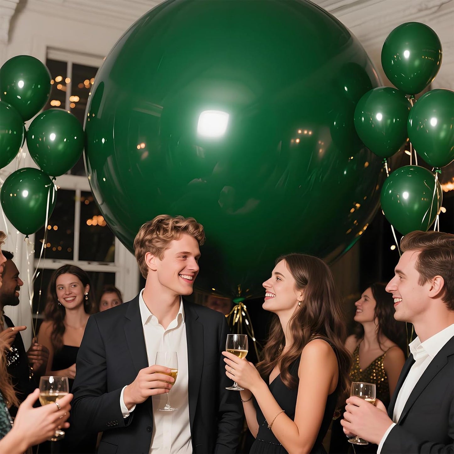 KAWKALSH Dark Green Giant Balloons 36 Inch, 9pcs Jumbo Green Balloons Large Round Emerald Green Latex Balloons for Baby Shower Christmas Jungle Safari Theme Party Decorations