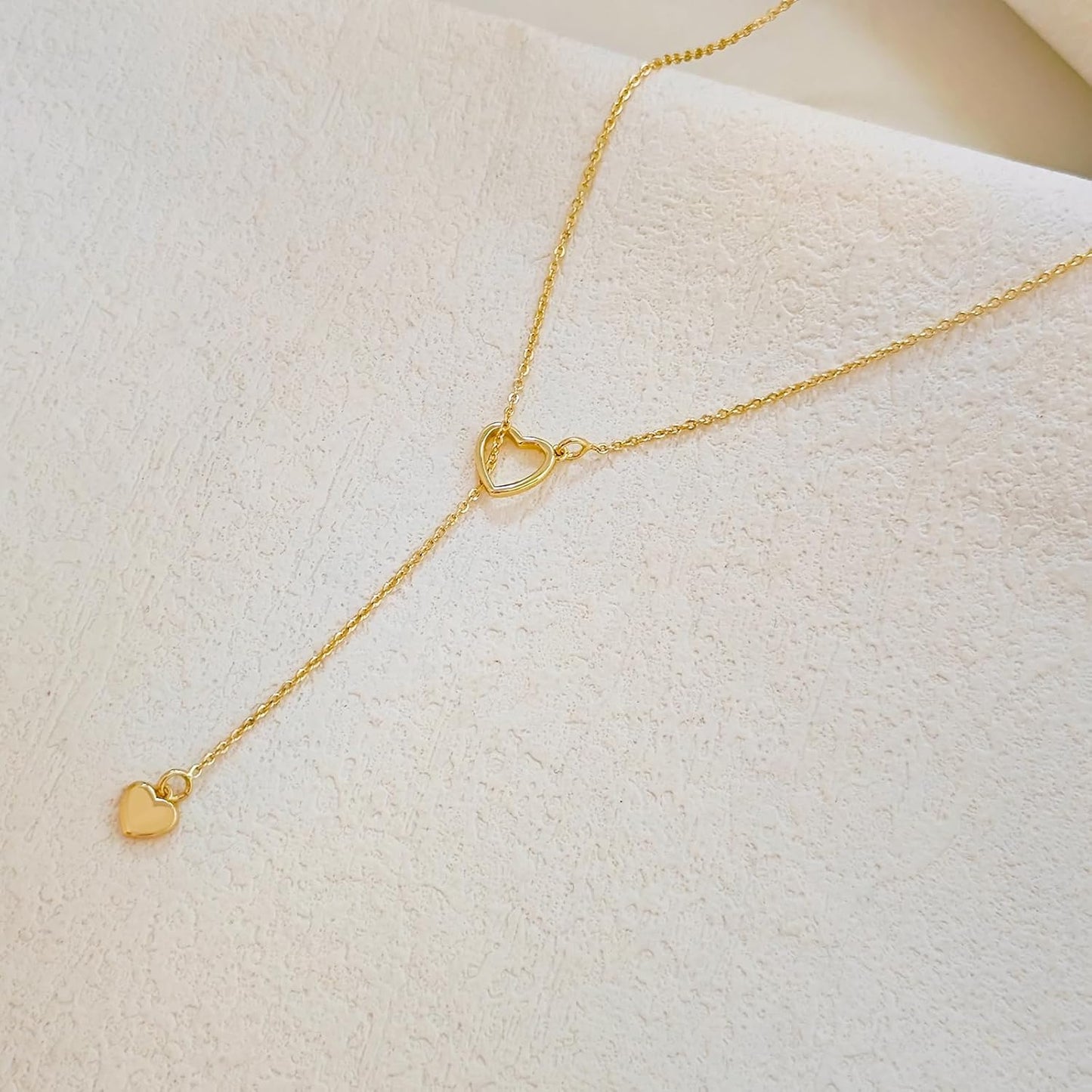 Lariat Gold Necklace for Women, Dainty Long Necklace 14k Gold Plated/Silver Y-Shaped Layered Beaded Chain Drop Necklaces for Women Trendy Simple Gold Jewelry for Women Gifts