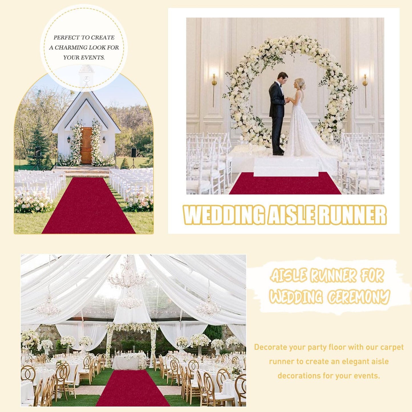 FUHSY Wedding Aisle Runner Burgundy Velvet Aisle Carpet Runner 15FTx2FT Maroon Aisle Runner for Ceremony Wedding Runners Outdoor for Party Runners Rug Aisle Decorations