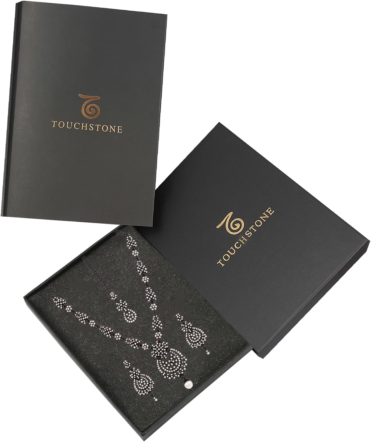 Touchstone Indian jewelry sets for women maang tikka wedding guest gold necklace bollywood jewellery set pageant elegant prom bride accessories western crystal chunky rhinestone necklaces