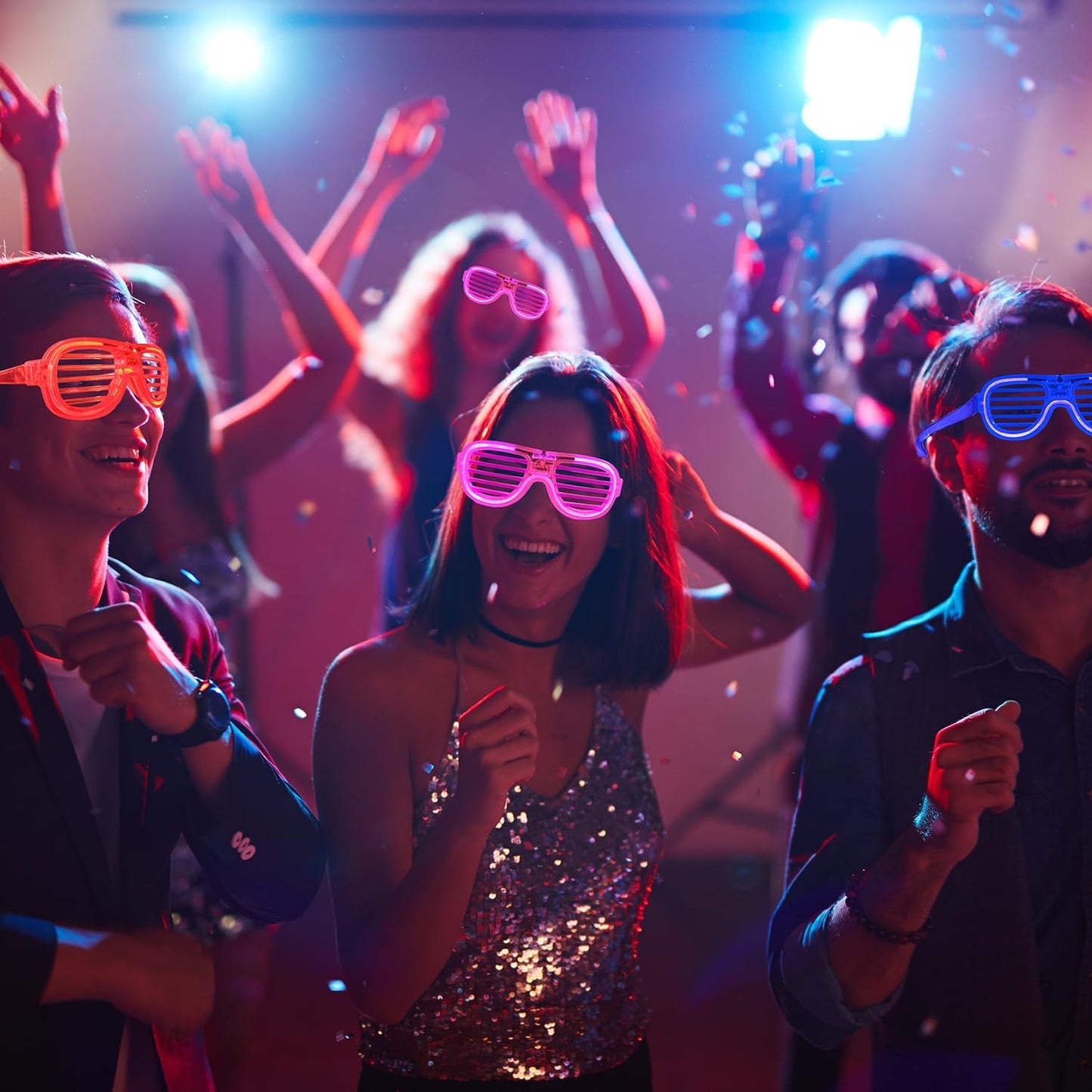 Glow Glasses & Light Up Pop Tubes 6 PCS, Christmas Glow in the Dark Sticks Party Favors Toys Gifts Stocking Stuffers for Kids, Xmas New Years Eve LED Bracelets Necklaces & Neon Sunglasses Accessories