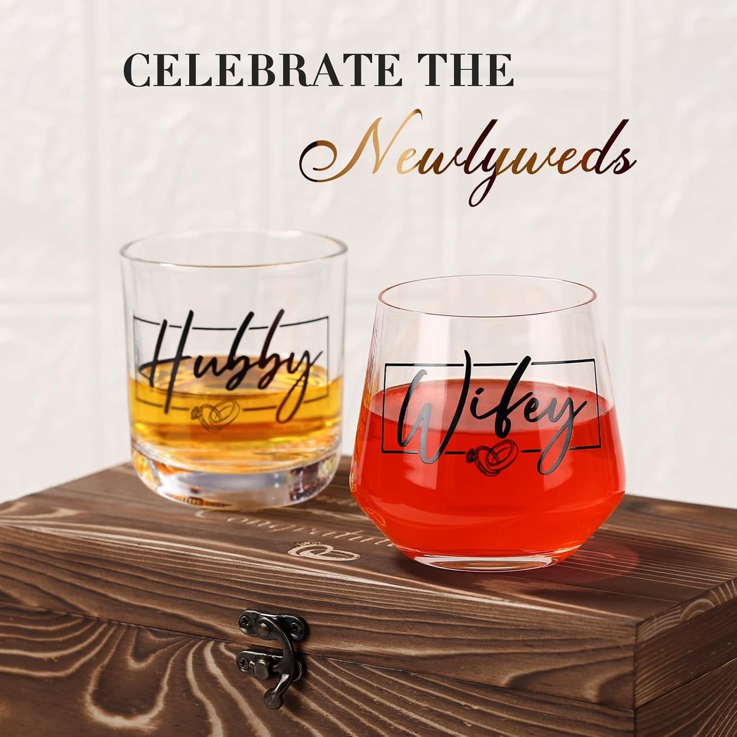 Christmas Wedding Gifts for Couples 2025, Hubby and Wifey Memory Wooden Box Set, Bridal Shower Gift, His and Hers Gift, Anniversary or Christmas Gifts for Bride and Groom