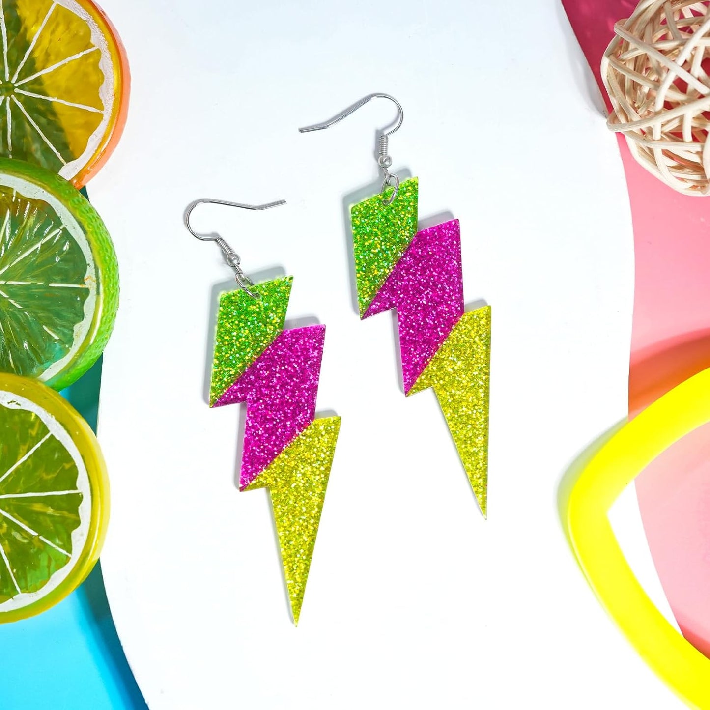 80s 90s Retro Cassette Tape Neon Earrings for Women Acrylic Radio Earring Set for 80s 90s Accessories Cosplay Party Jewelry Gifts