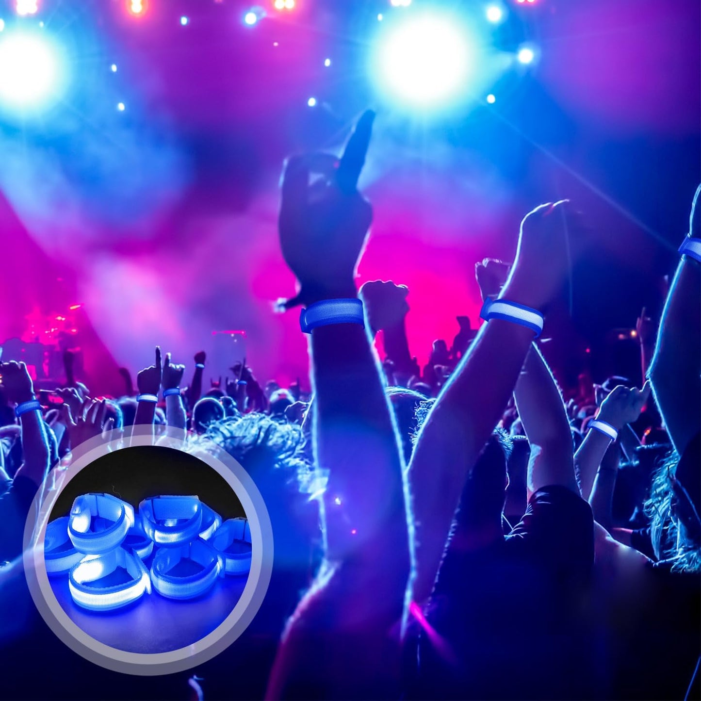 M.best 8pcs LED Light Up Bracelets Glow Flashing Wristbands Glow in The Dark Party Supplies for Wedding, Raves, Concert, Camping,Sporting Events, Party Blue