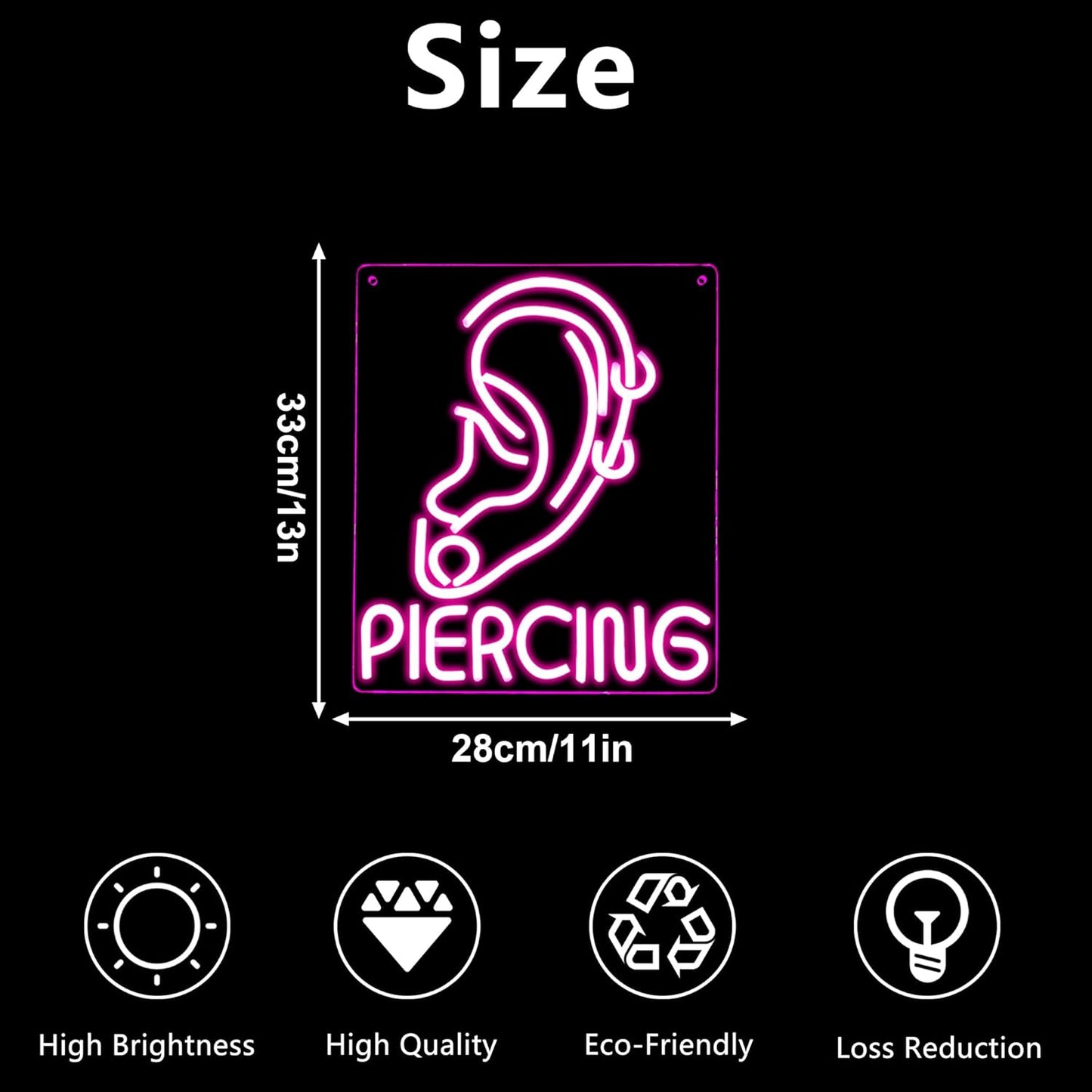 Ear Piercing Neon Sign, Cool Pink Dimmable LED Creative Ear Earring Neon Light, Tattoo Studio Barber Salon Massage SPA Shop Neon Light Decoration, Suitable Gift For Young People And Girls(13 * 11in)