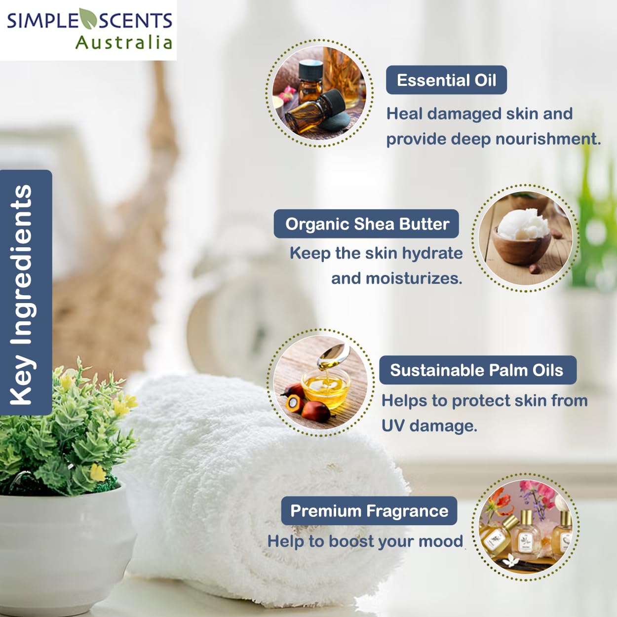 Simple Scents Australia Lilac Scented Natural Soap Bars (12 Bars), 3.5oz Moisturizing French Triple Milled Soap Bars Enriched with Shea Butter - Pure Plant Oil Bath & Body Bars