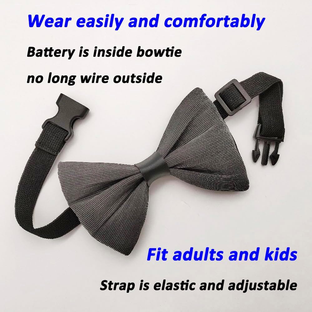 LED Light Up Bow Tie Wireless for Men - Flashing Fiber Optic Bowtie Glow in the Dark for Party Halloween Christmas