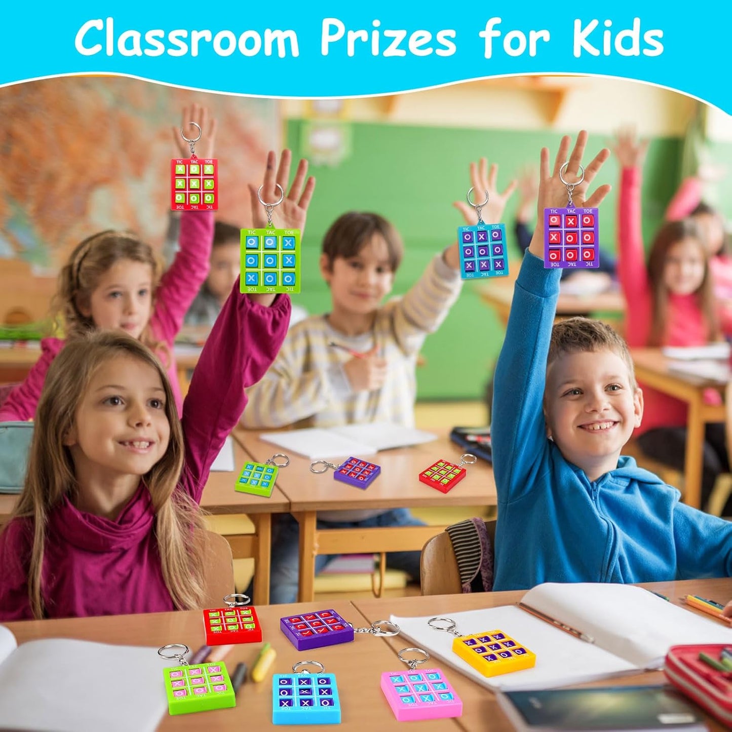 16 PCS Tic Tac Toe Game Christmas Party Favors Goodie Bags Stocking Stuffers for Kids 8-12 4-8, Classroom Treasure Chest Box Toys Prizes, Birthday Return Small Gift for Students Pinata Filler Bulk