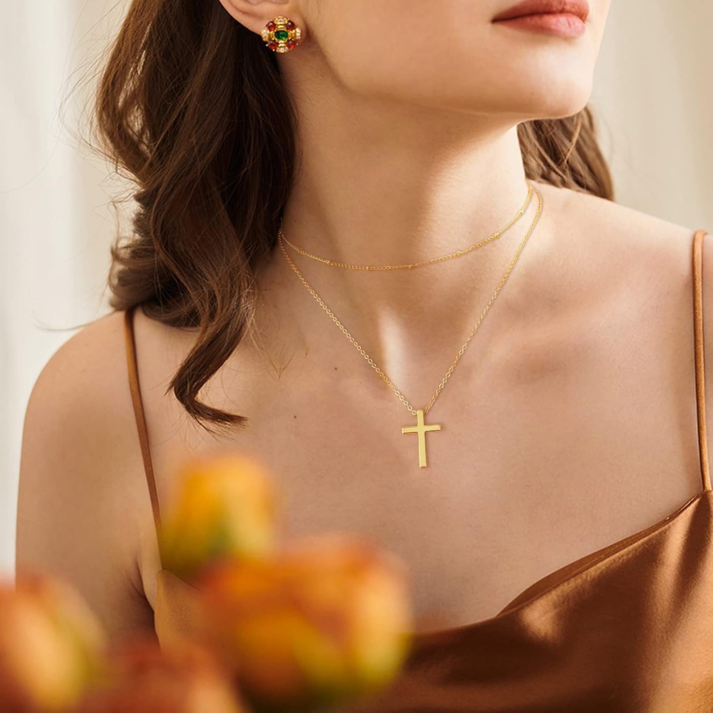 Luxval Lariat Gold Necklace for Women, Dainty Long Necklace 14k Gold Plated/Silver Y-Shaped Pendant Necklaces Trendy Beaded Chain Drop Necklaces Jewelry for Women Gifts