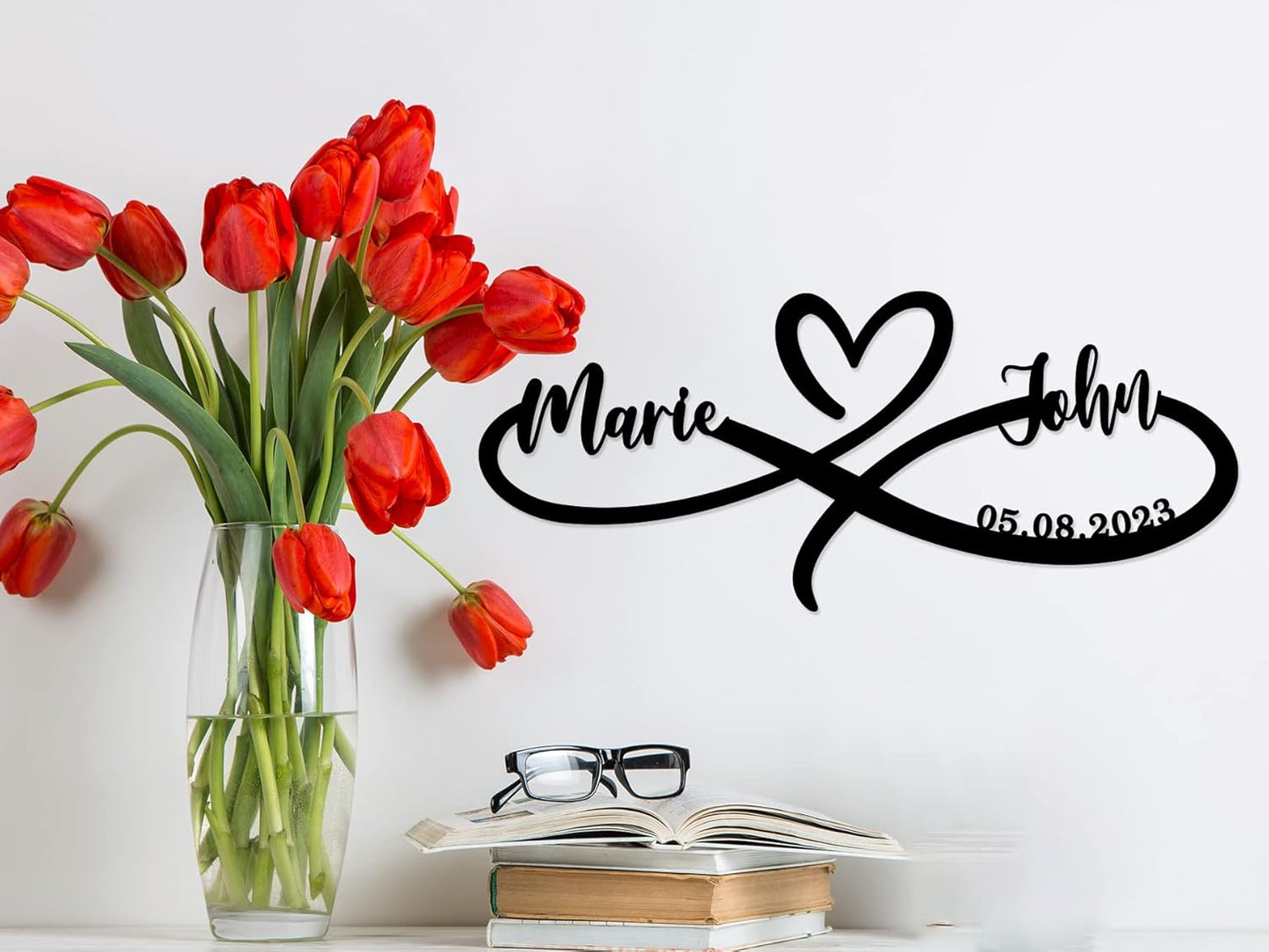 Personalized Infinity Signs with Couple Name - Metal Name Signs for Wedding Gifts, Engaged Couples & Newlyweds