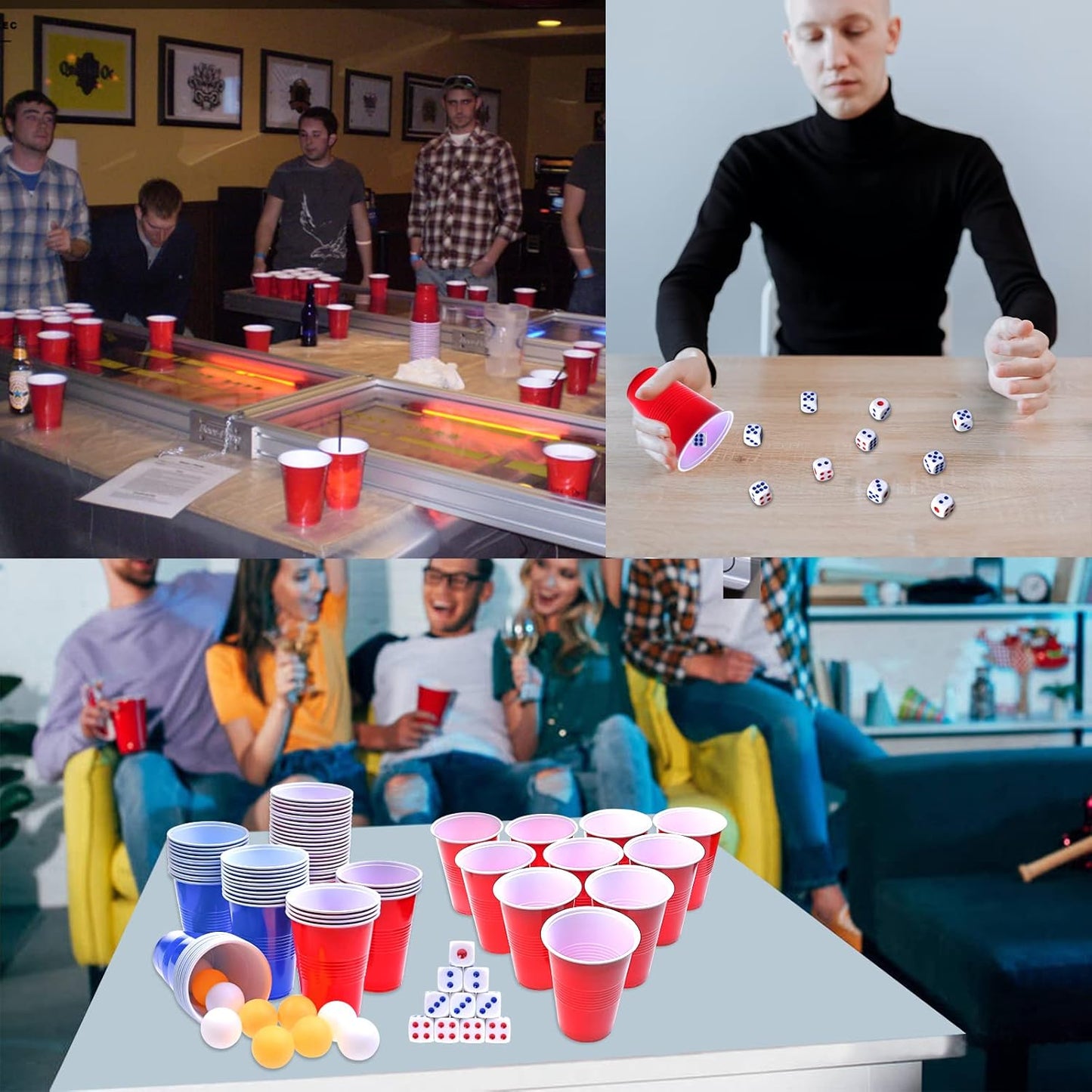 GOLDGE 60 Packs 16 Oz Plastic Party Cups Reusable in Red and Blue with 10 Pack ping Pong Balls, Cup Pong Game Set for Drinks, Soda, Punch, Barbecues, Picnics - Stock Your Home