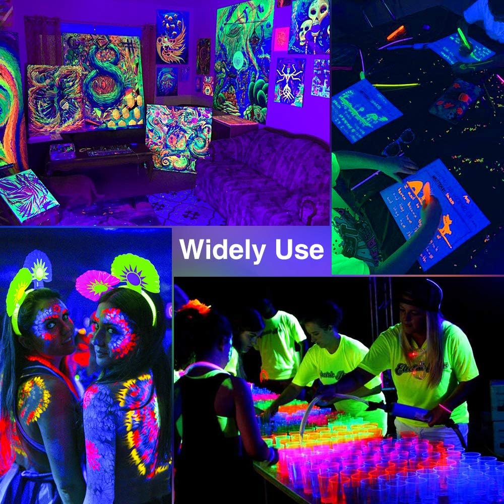 Onforu 2 Pack 38W LED Black Lights, Blacklight Flood Light with Plug, IP66 Waterproof, for Halloween Party, Glow in The Dark, Stage Lighting, Aquarium, Body Paint, Fluorescent Poster, Neon Glow,Black