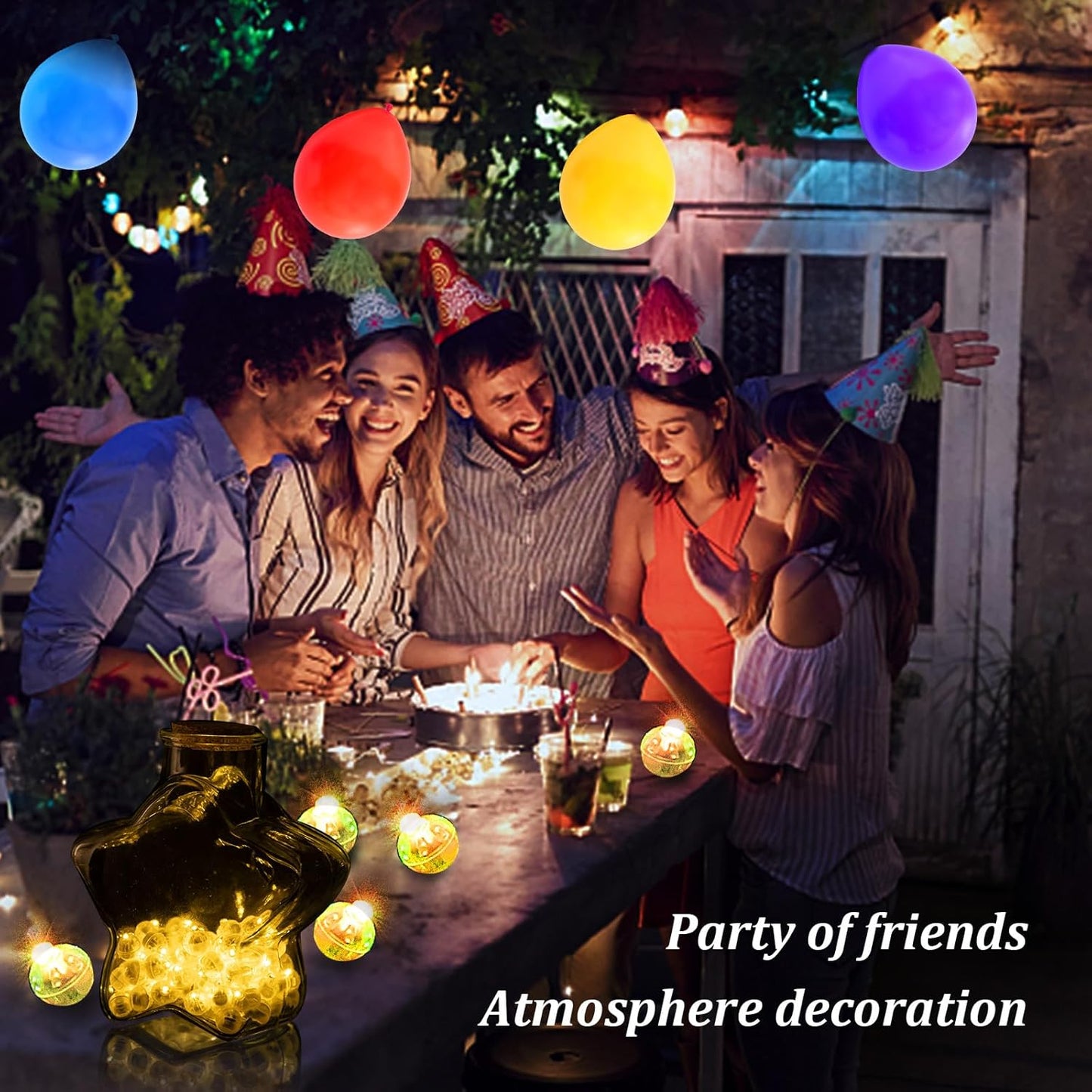 AIKEI 200pcs LED Balloon Lights,Mini Balls Lights,Long Standby Time Party Lamps,Waterproof for Paper Lantern,Easter Eggs Decor, Halloween Wedding Birthday Party Decoration (Warm+Colorful, 200pcs)